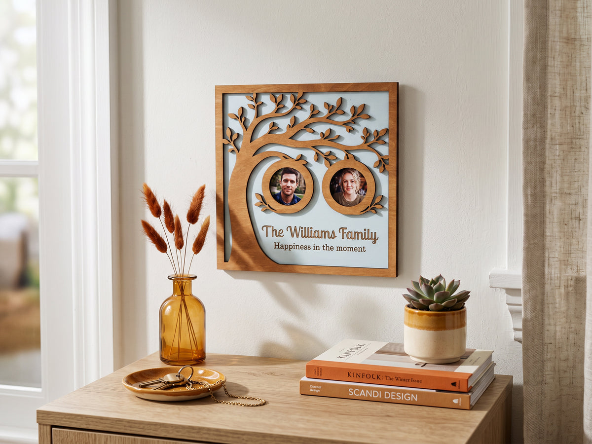 Personalized Family Tree Picture Frame – Custom Wooden Photo Collage