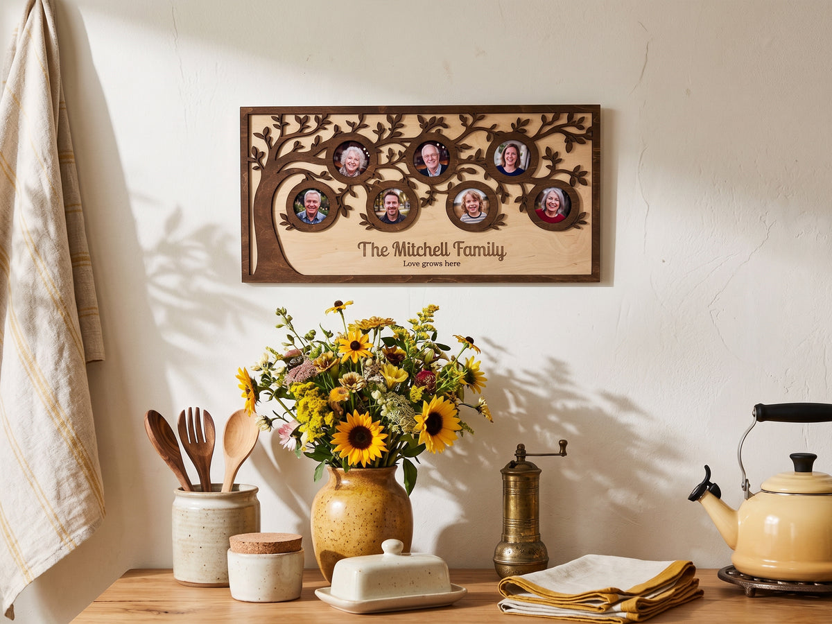 Personalized Family Tree Picture Frame – Custom Wooden Photo Collage