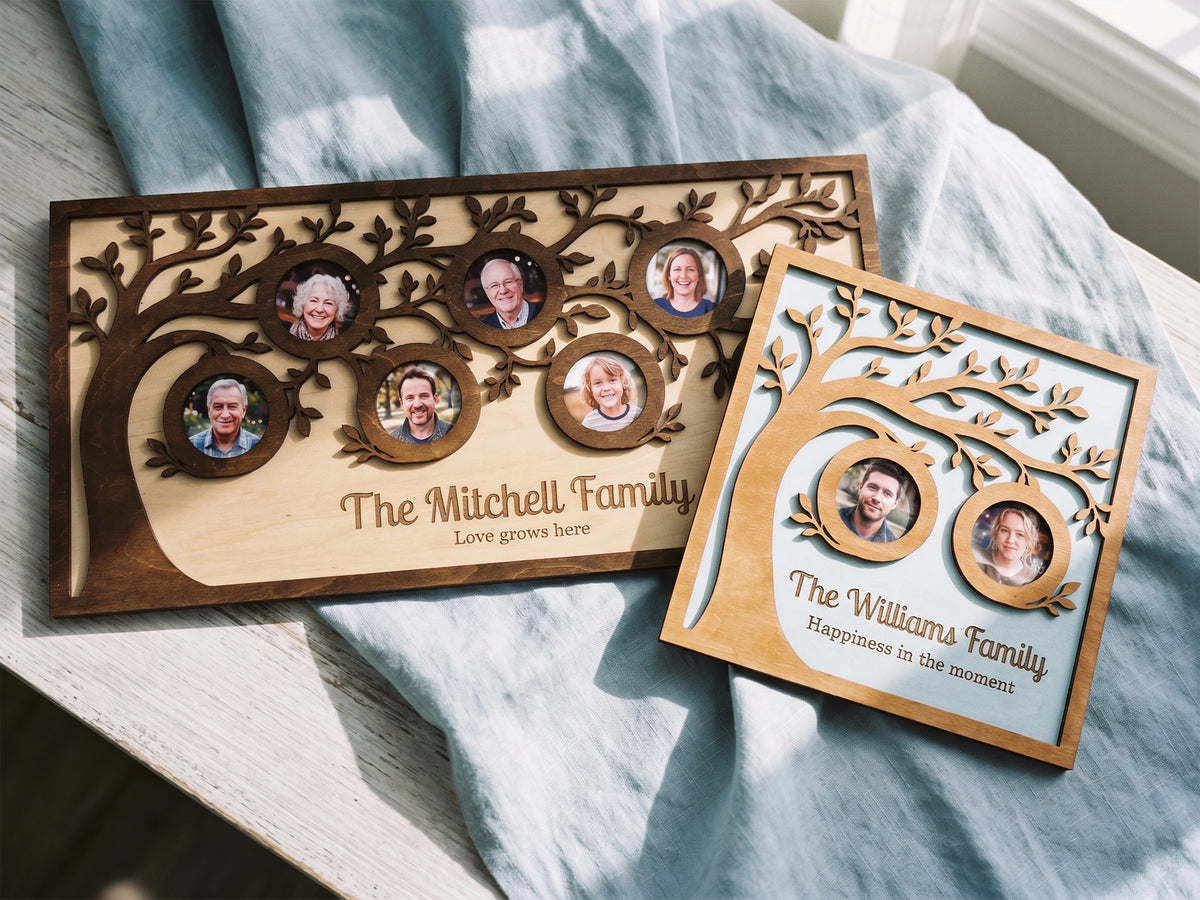 Personalized Family Tree Picture Frame – Custom Wooden Photo Collage