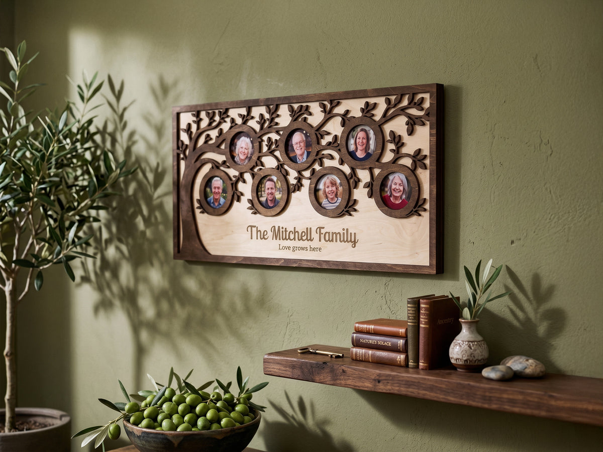 Personalized Family Tree Picture Frame – Custom Wooden Photo Collage