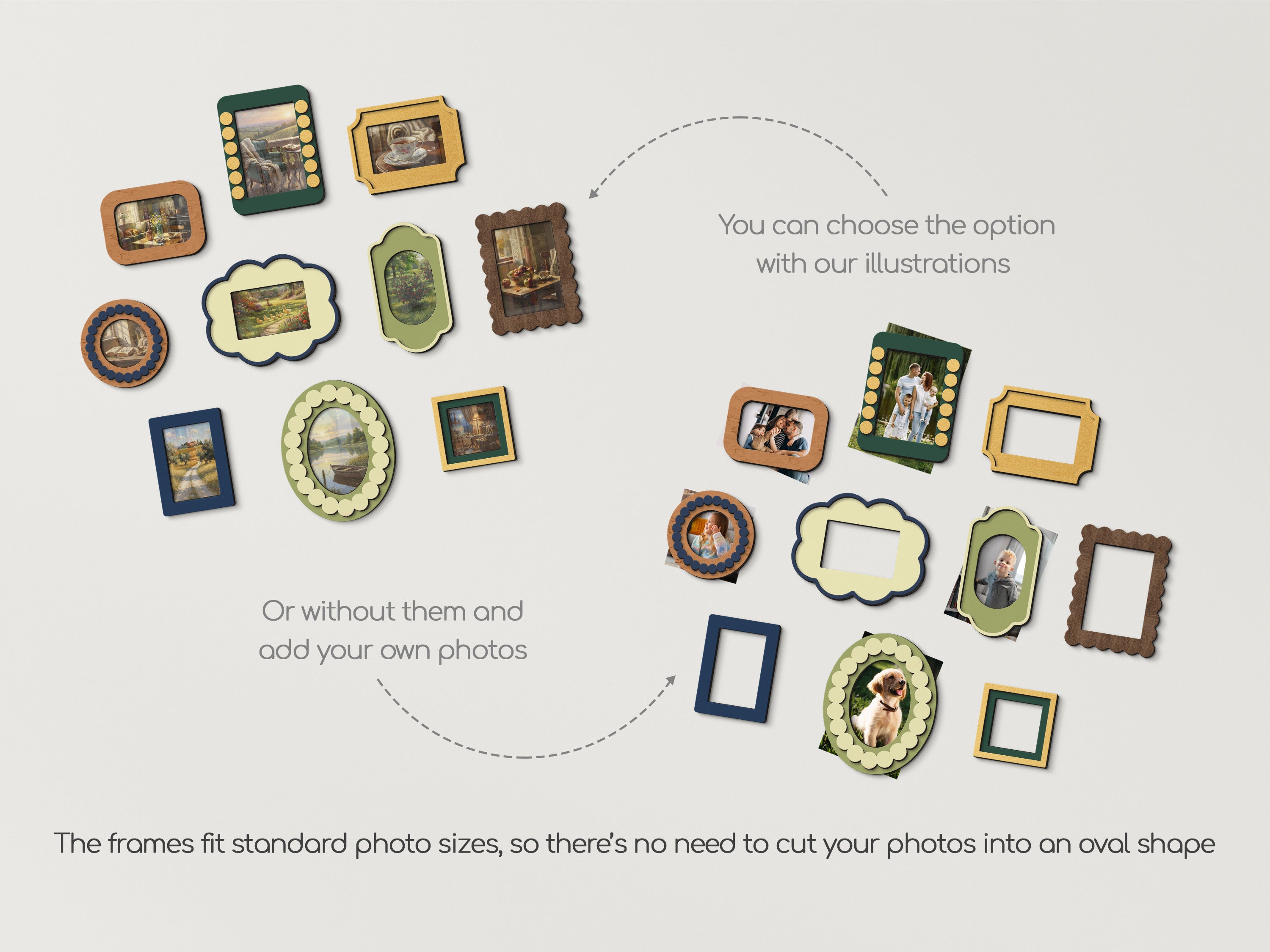 Scalloped Wooden Gallery Frame Set – Vintage Inspired Multi Size Picture Decor