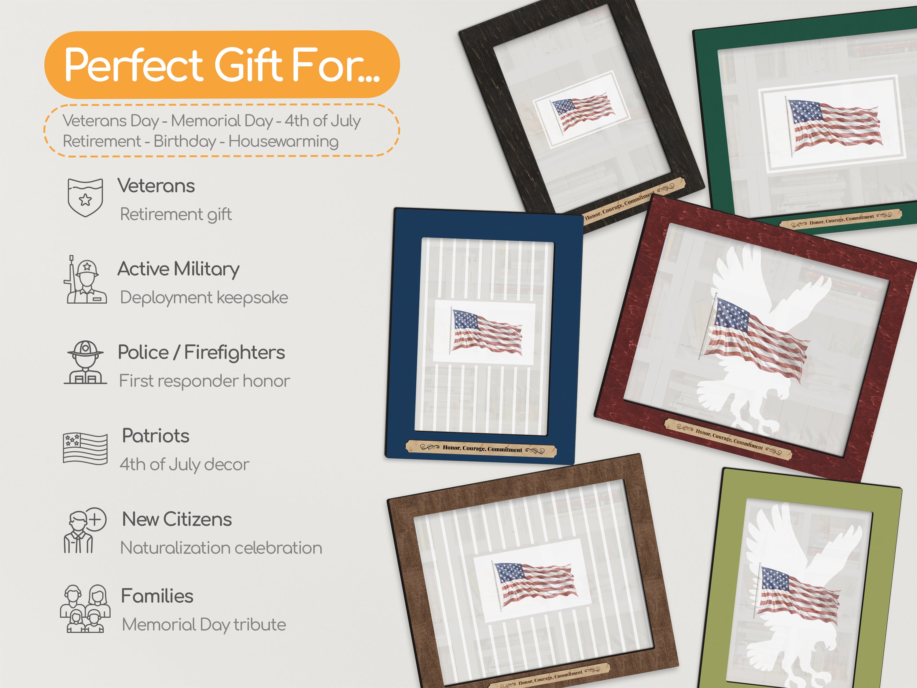 Frame with USA Flag Poster - New US Citizen Gift