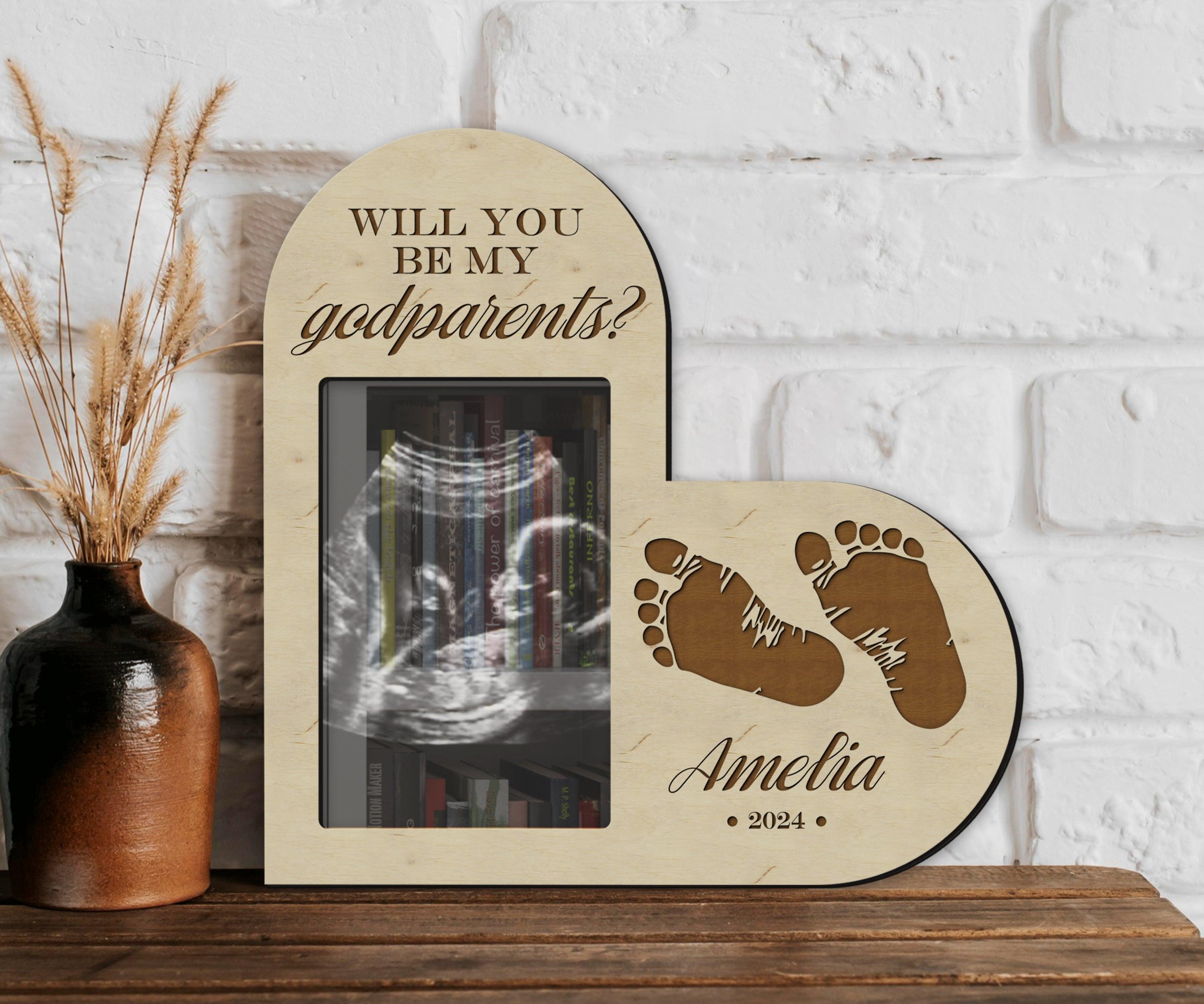 Custom Godmother & Godfather proposal frame Personalized 4x6 picture frame Engraved gift for godparent Baptism gift Cute baby shower gifts