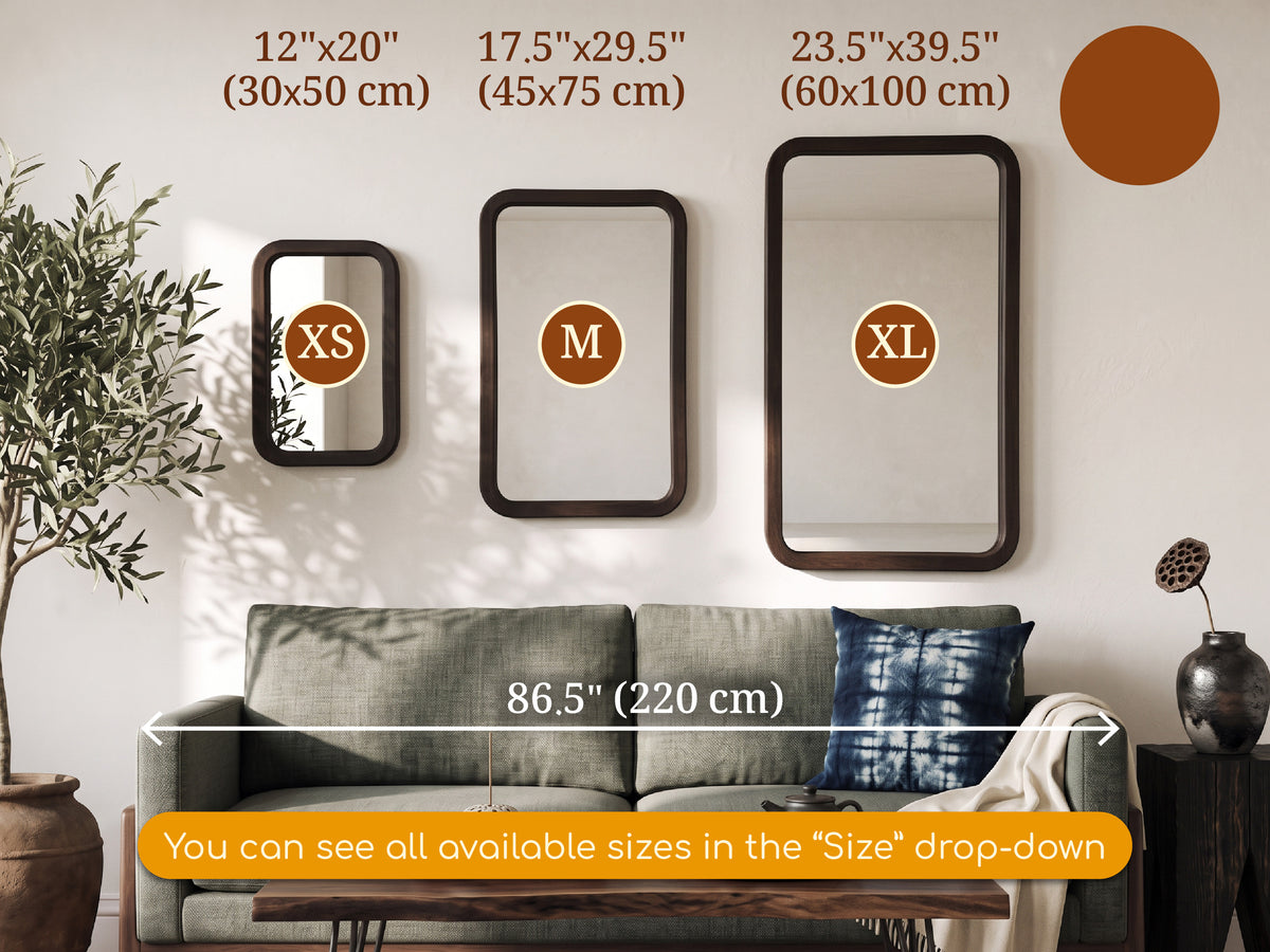 Rounded Rectangle Wall Mirror – Custom Size Wood Framed Mirror