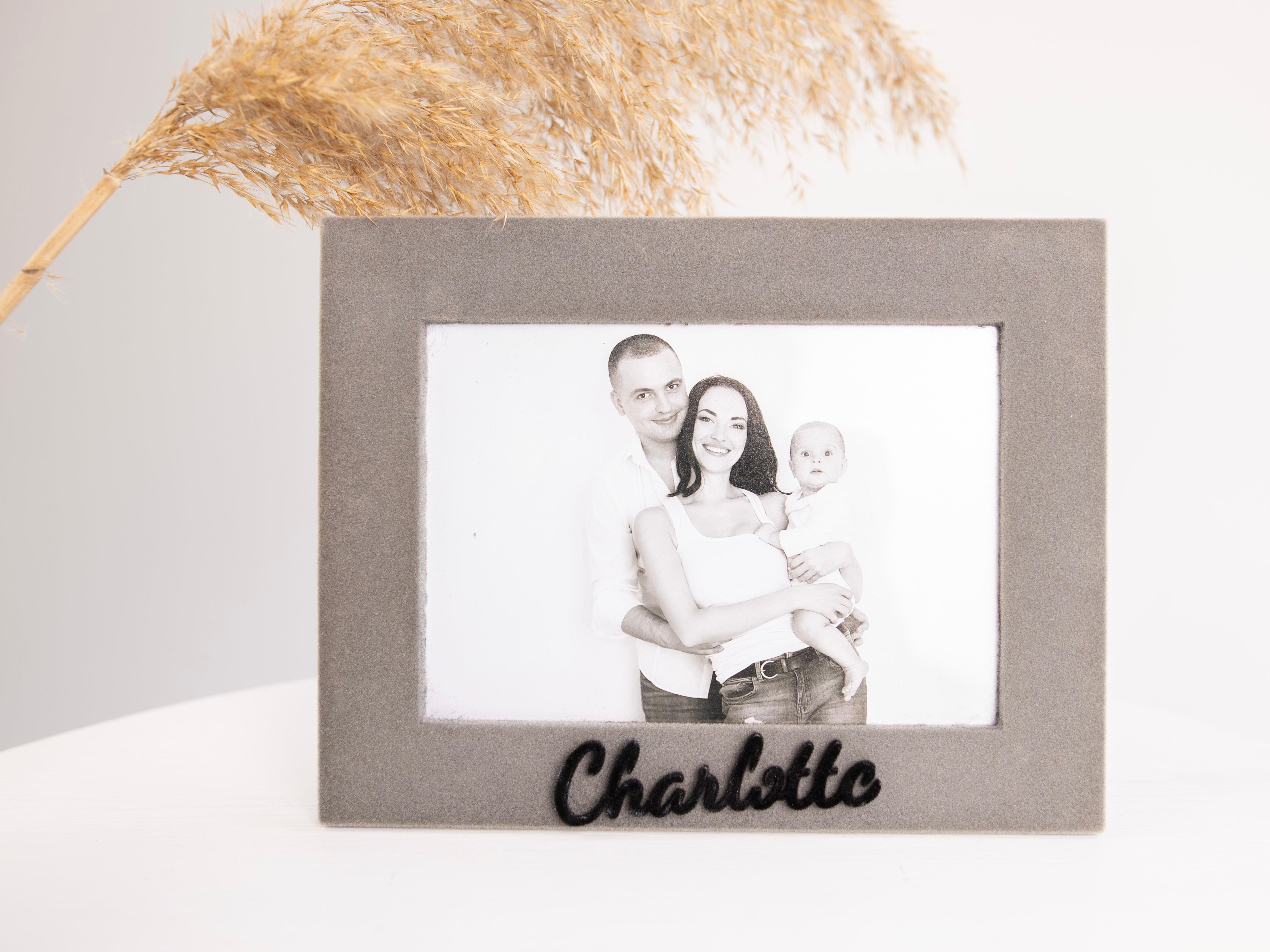 Custom velvet fabric picture frame Grey velvet photo frame Unique anniversary gift for her Modern wall art decor Wall hanging Custom color