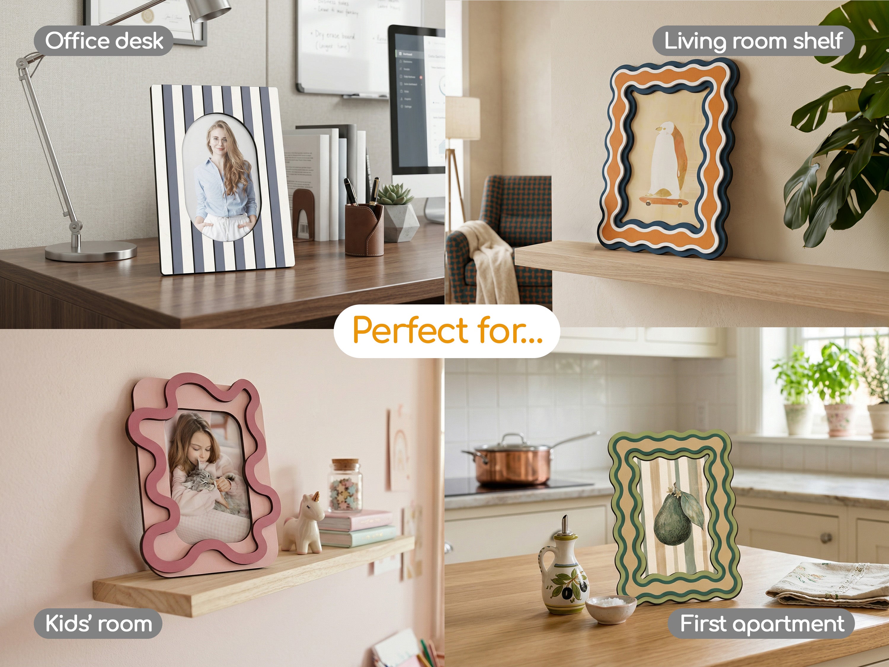 Colorful photo frame | Wavy & Fun Striped Design