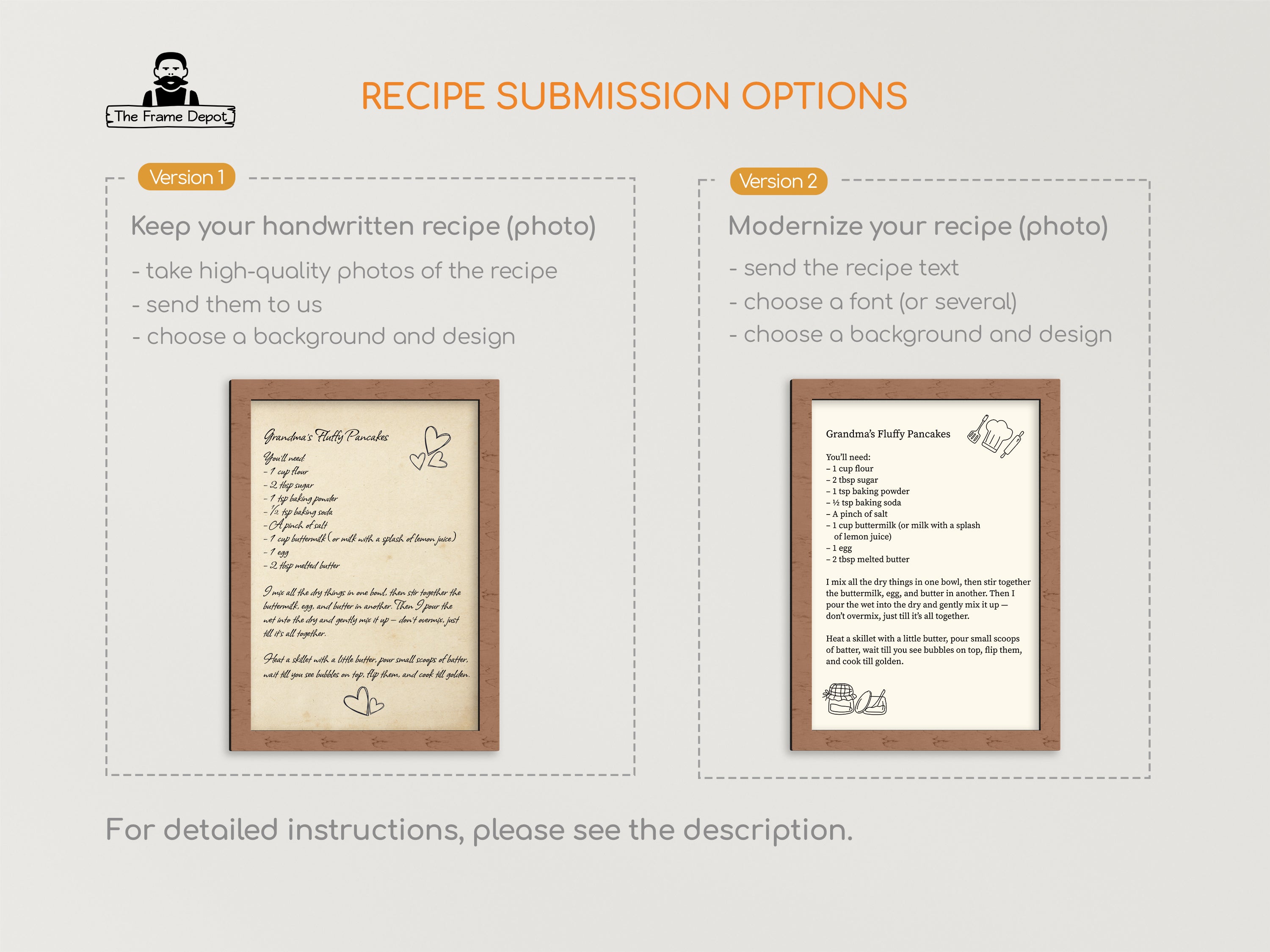 Handwritten Recipe Print Frame – Custom Grandma's Recipe for Gift