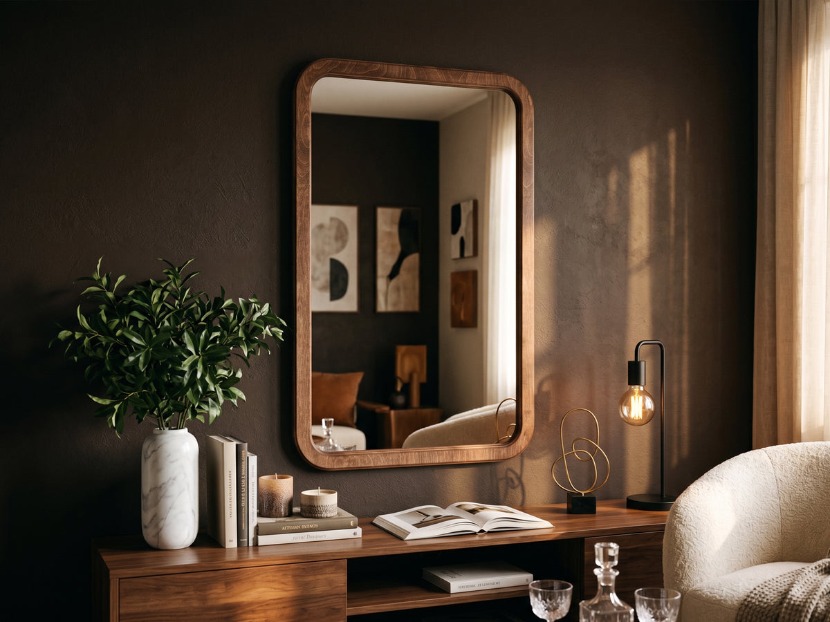 Rounded Rectangle Wall Mirror – Custom Size Wood Framed Mirror