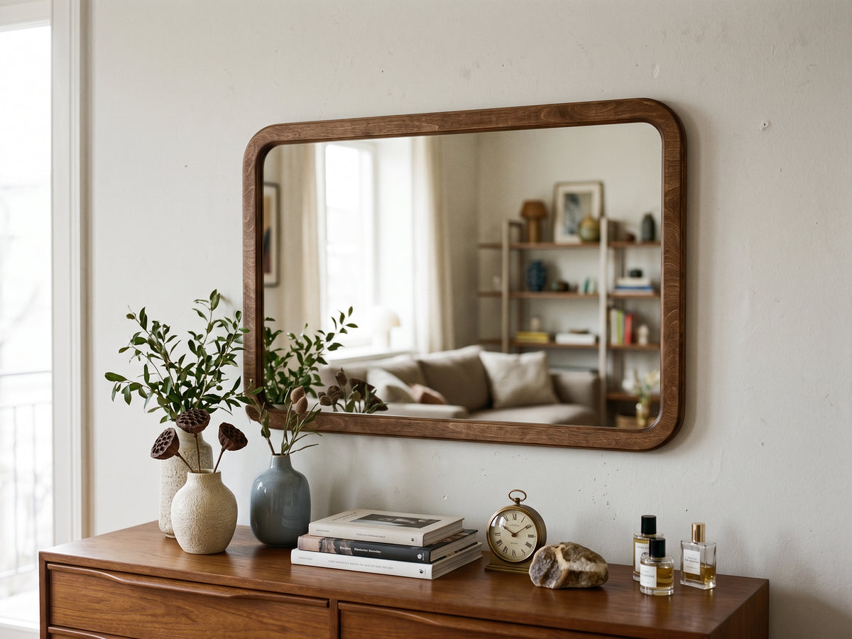 Rounded Rectangle Wall Mirror – Custom Size Wood Framed Mirror