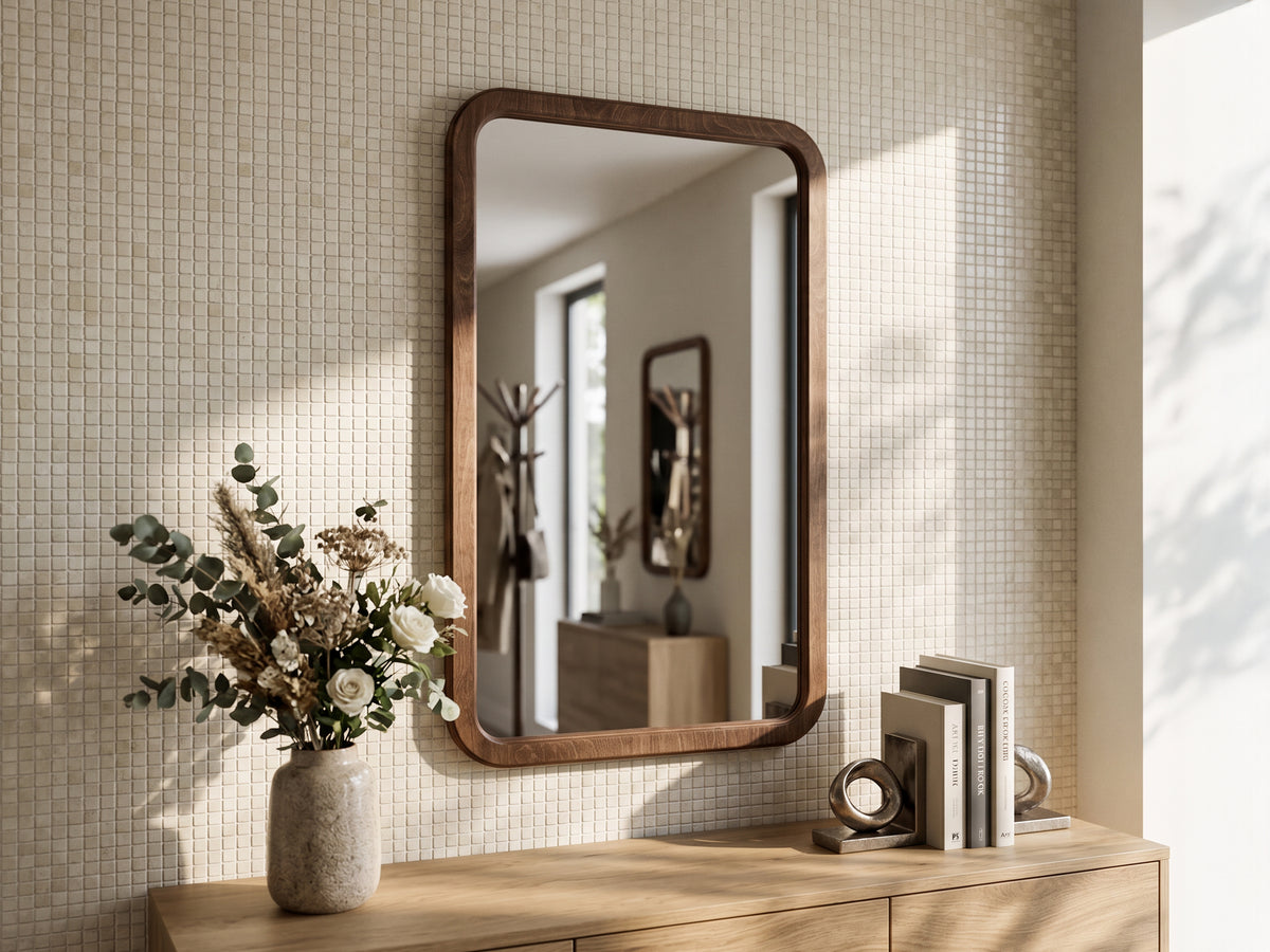 Rounded Rectangle Wall Mirror – Custom Size Wood Framed Mirror