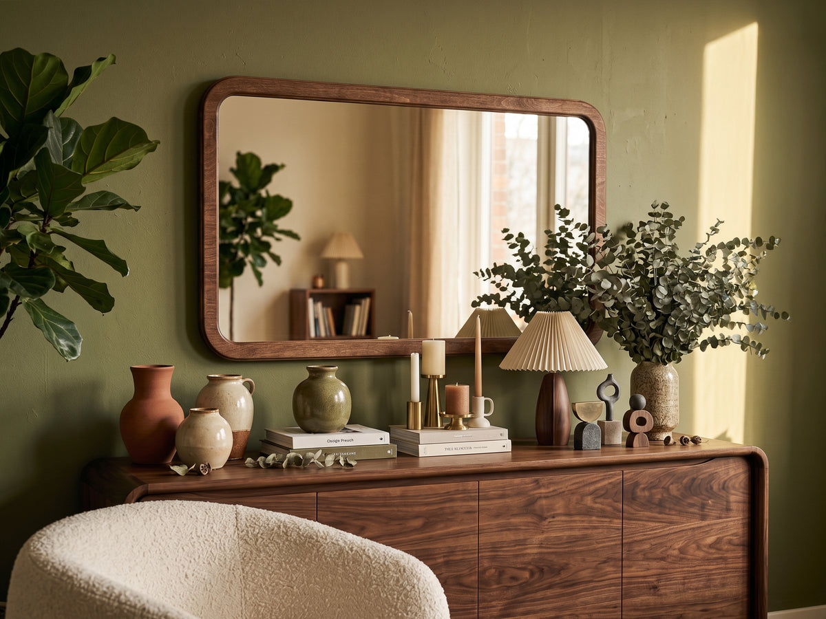 Rounded Rectangle Wall Mirror – Custom Size Wood Framed Mirror