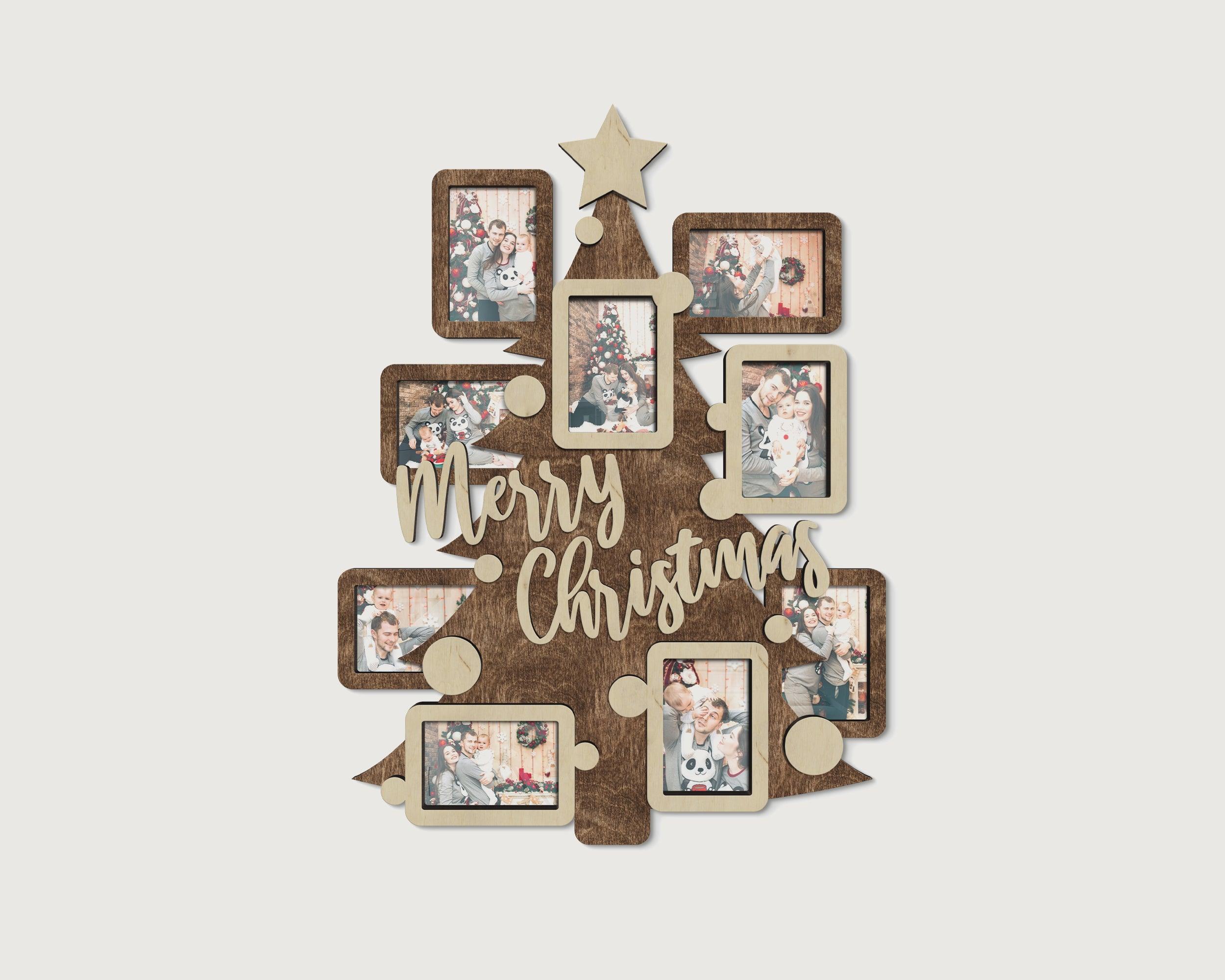 Christmas picture frame collage Pine tree frame Christmas tree decor Merry christmas frame Christmas decorations Christmas picture frame