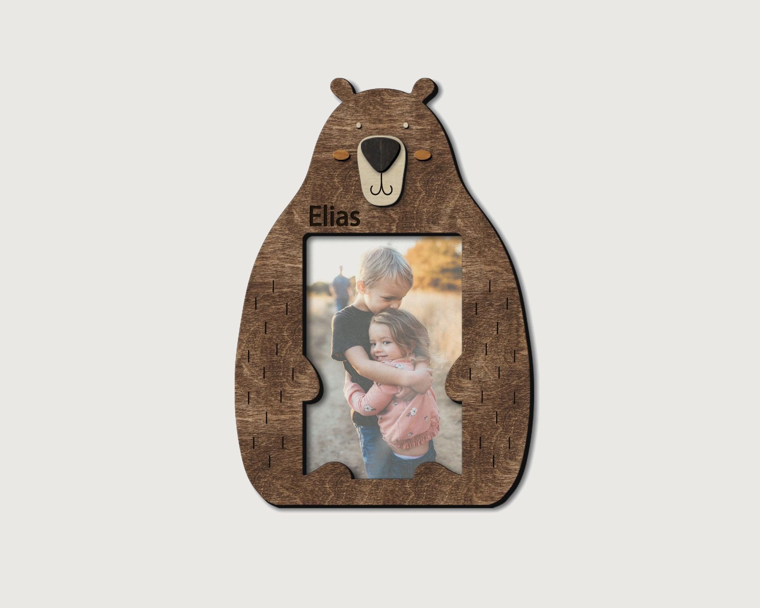 Personalized kids photo frame Wooden nursery decor First mother gift Baby boy gift Baby girl First baby Teddy bear frame 4x6 picture frame