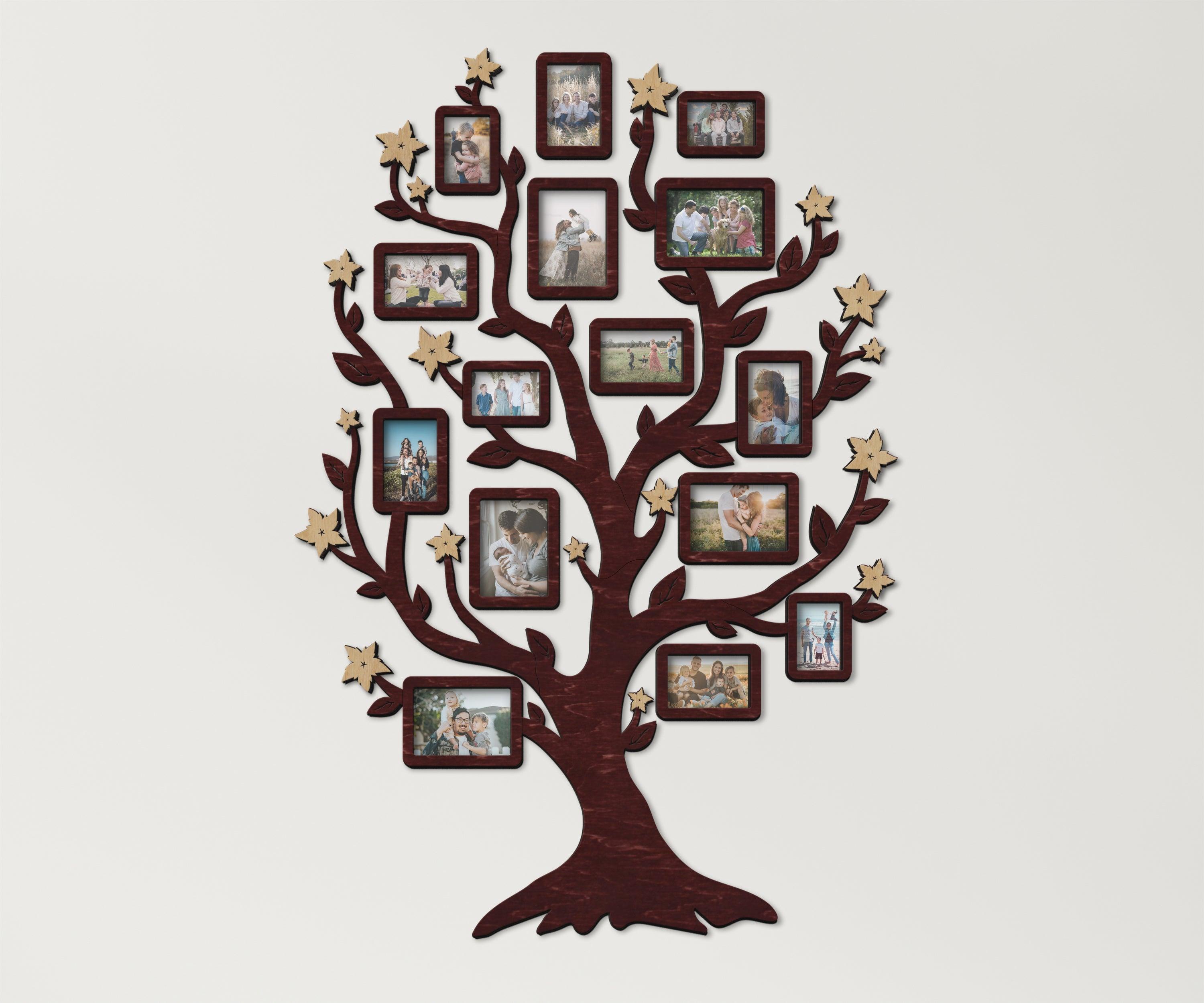 Custom Tree of Life wall art decor Wooden family tree picture collage Genealogy chart gift Custom color photo gallery display Multiple frame