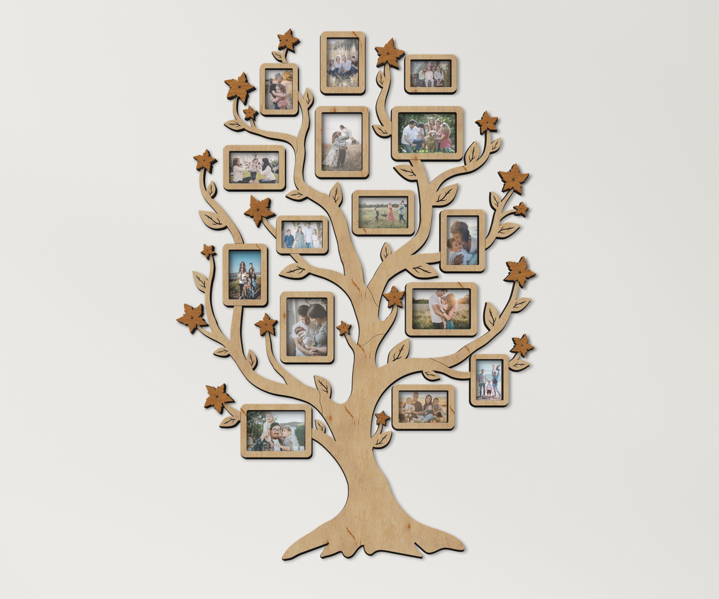 Custom Tree of Life wall art decor Wooden family tree picture collage Genealogy chart gift Custom color photo gallery display Multiple frame