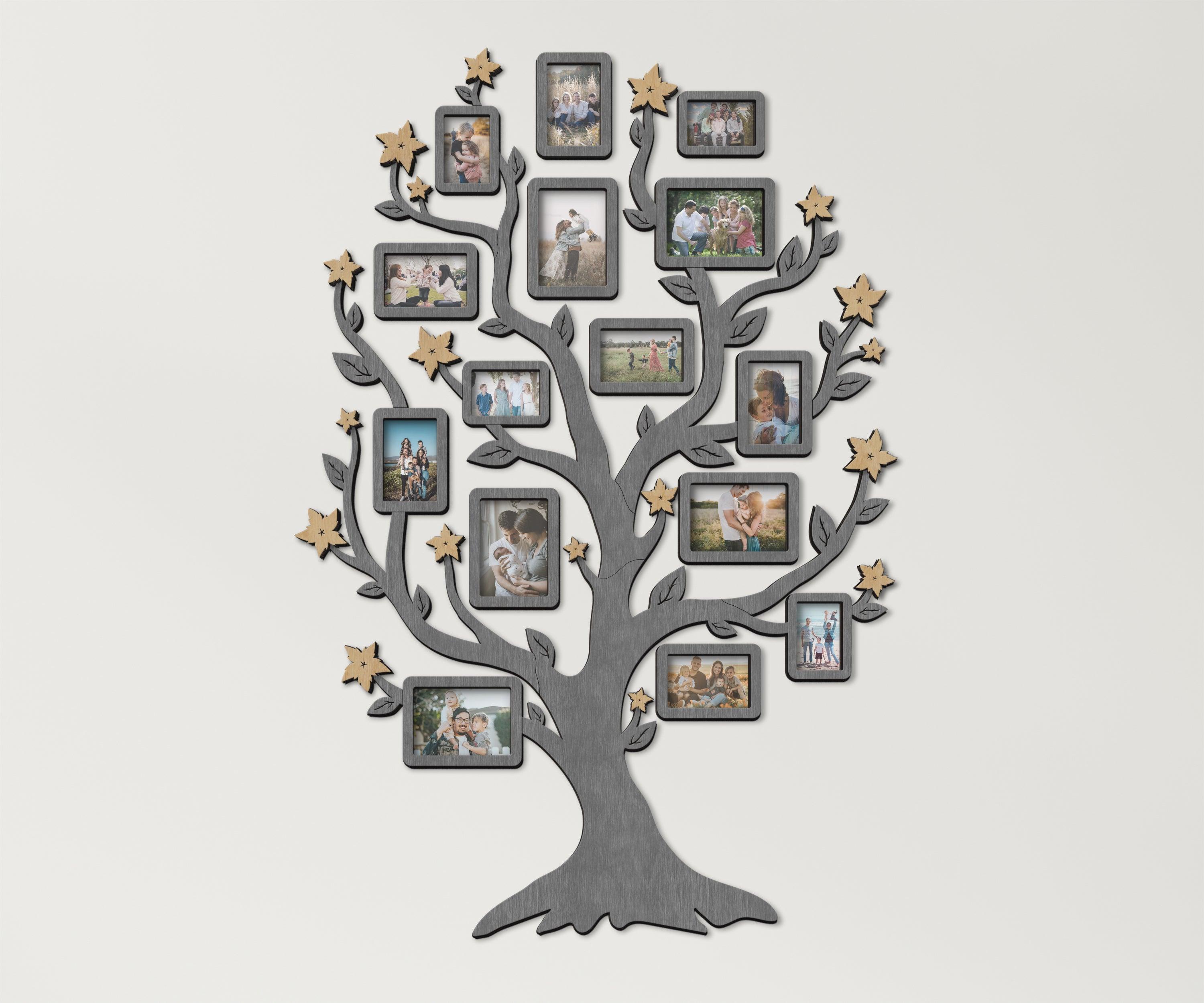 Custom Tree of Life wall art decor Wooden family tree picture collage Genealogy chart gift Custom color photo gallery display Multiple frame