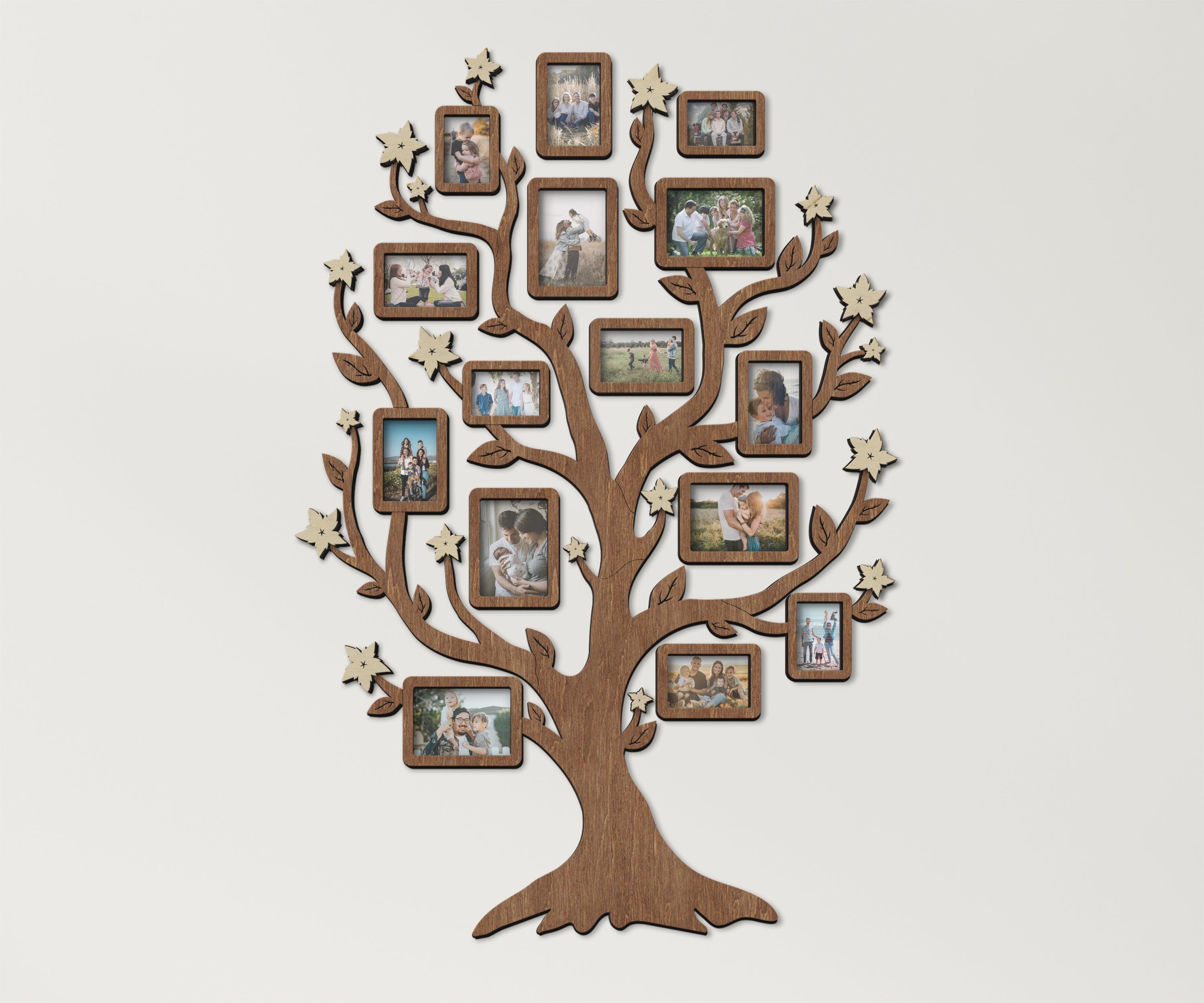 Custom Tree of Life wall art decor Wooden family tree picture collage Genealogy chart gift Custom color photo gallery display Multiple frame