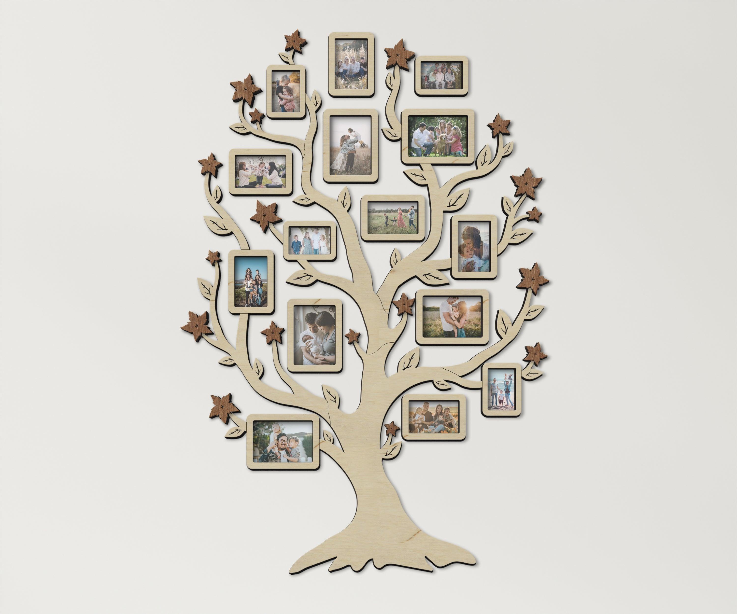 Custom Tree of Life wall art decor Wooden family tree picture collage Genealogy chart gift Custom color photo gallery display Multiple frame