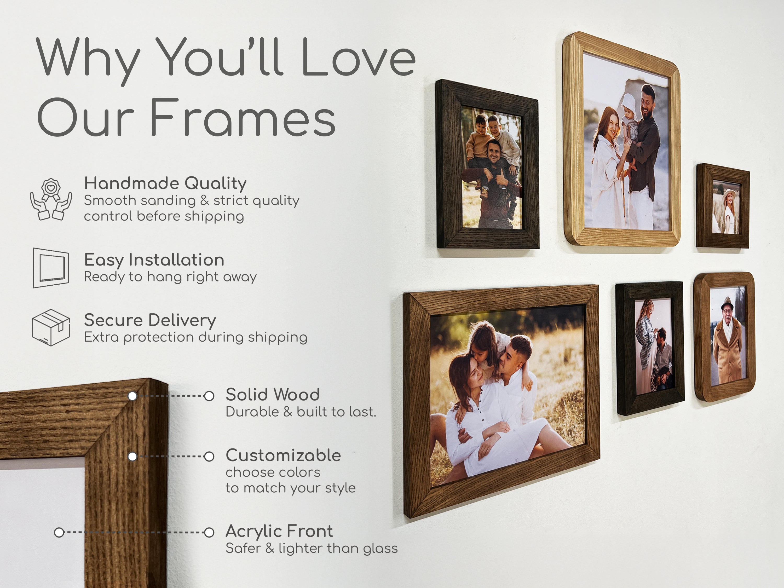 Ensemble de cadres muraux éclectiques | Cadres photo de formes variées