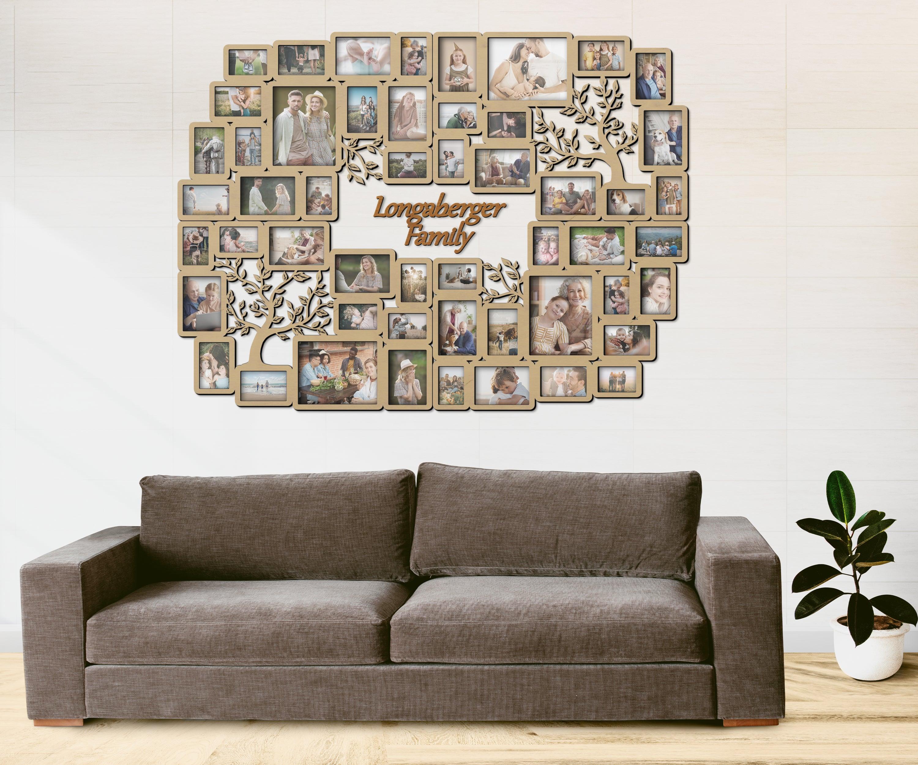 Personalized Mother's Day photo frame collage Custom color family tree wooden wall decor Name sign Large picture frame collage Gift for her