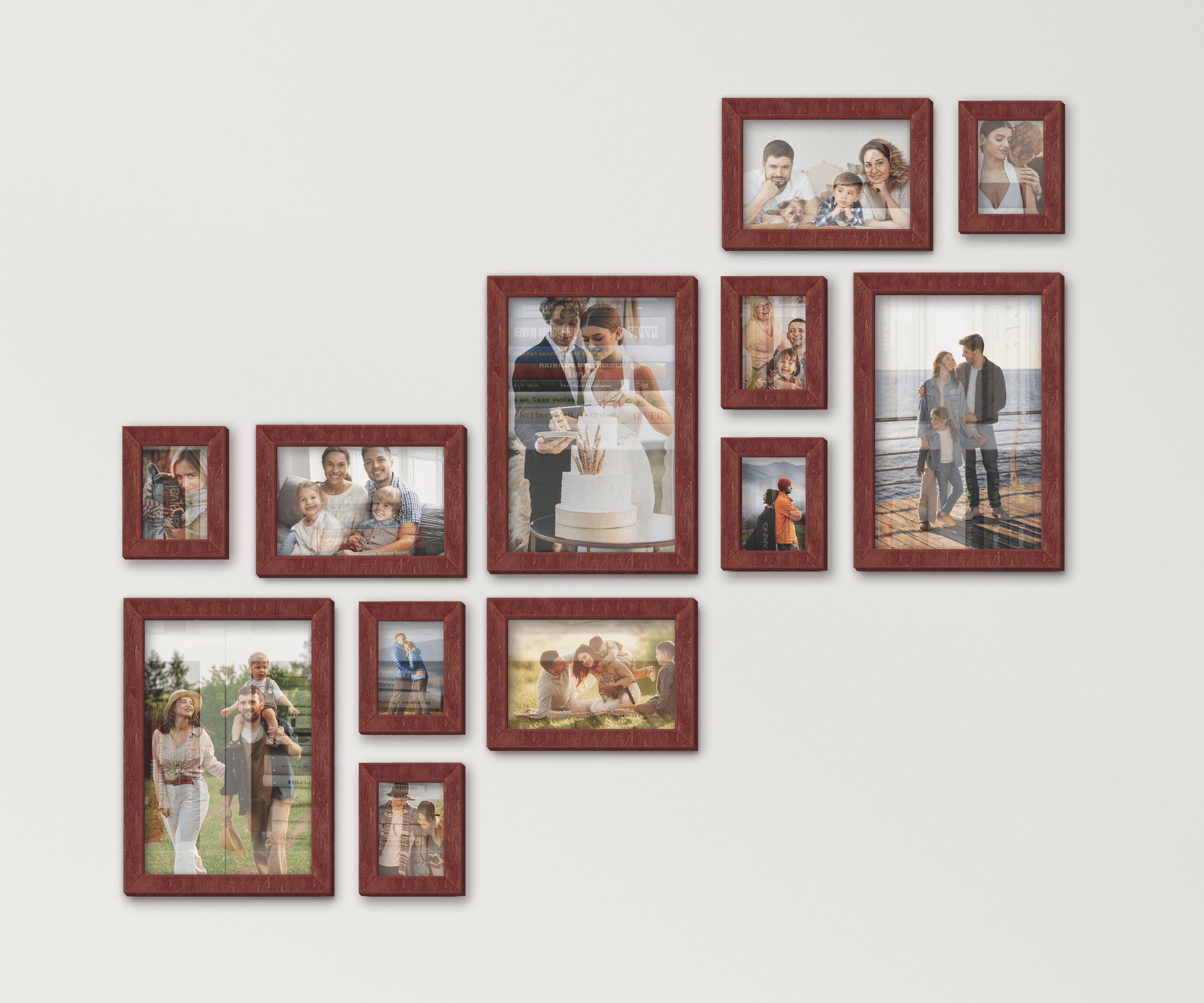 Wall mounted wood picture frame set New home decor gallery Custom photo frame collage Farmhouse large wall art Bespoke vintage decoration