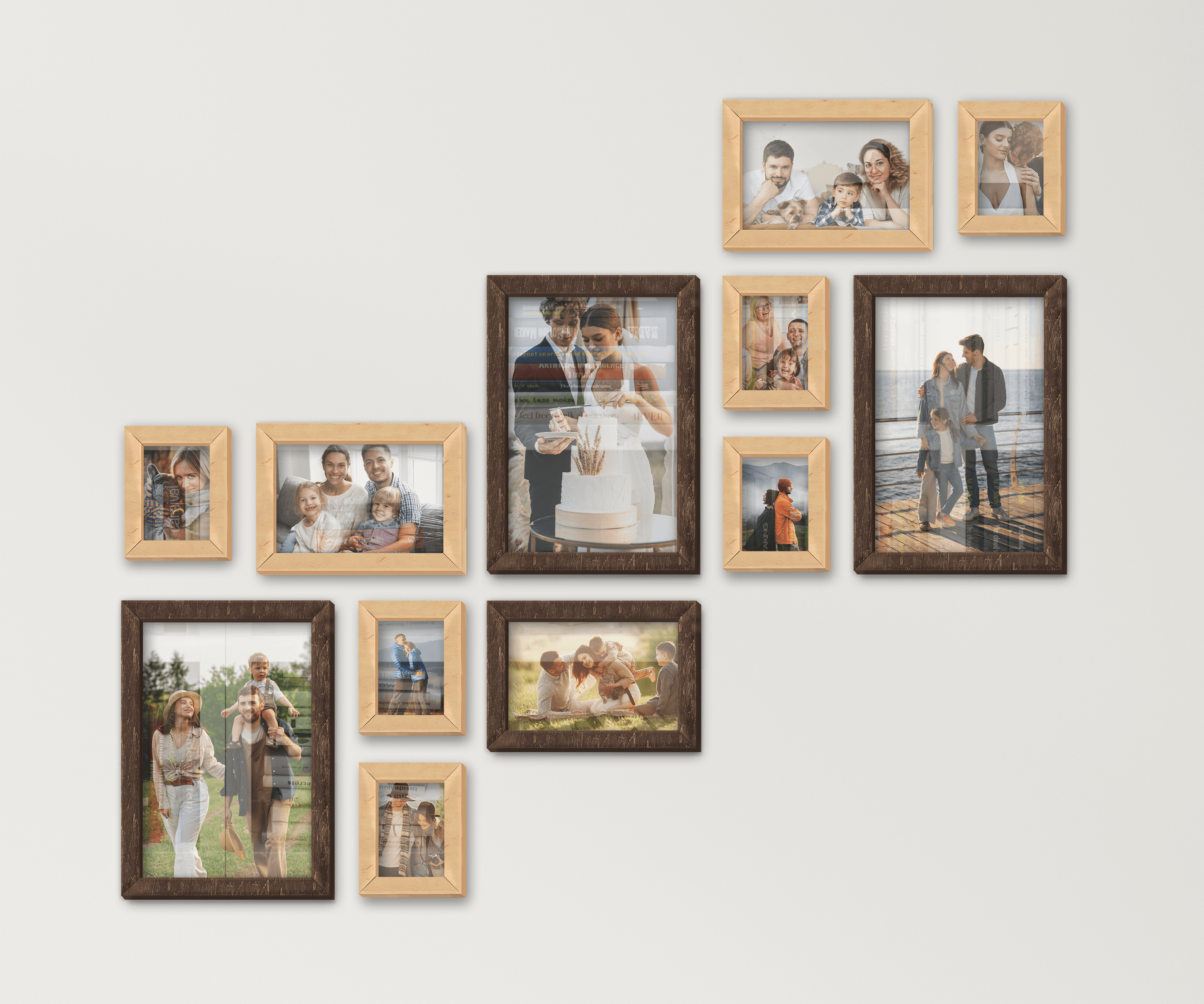 Wall mounted wood picture frame set New home decor gallery Custom photo frame collage Farmhouse large wall art Bespoke vintage decoration