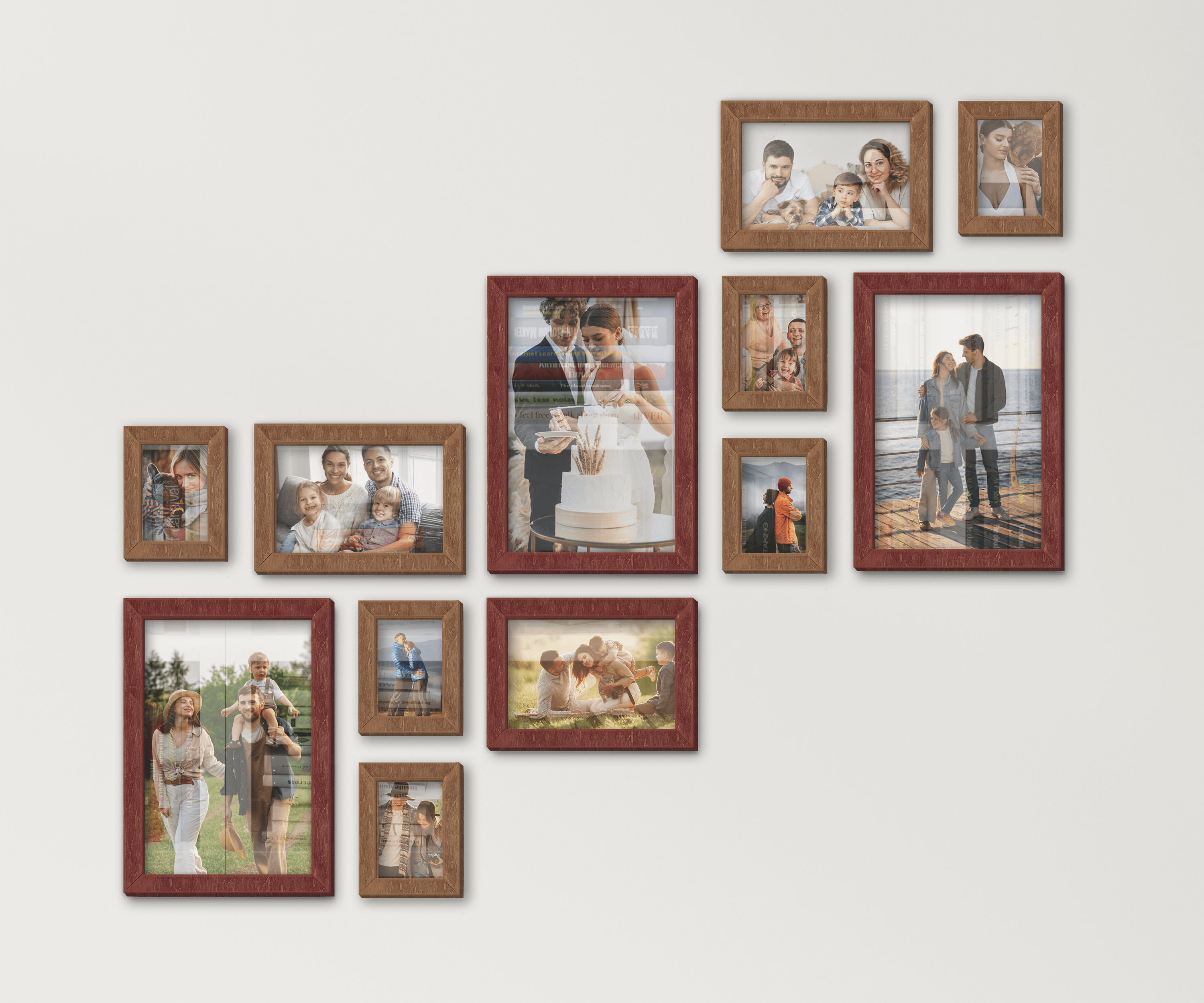 Wall mounted wood picture frame set New home decor gallery Custom photo frame collage Farmhouse large wall art Bespoke vintage decoration