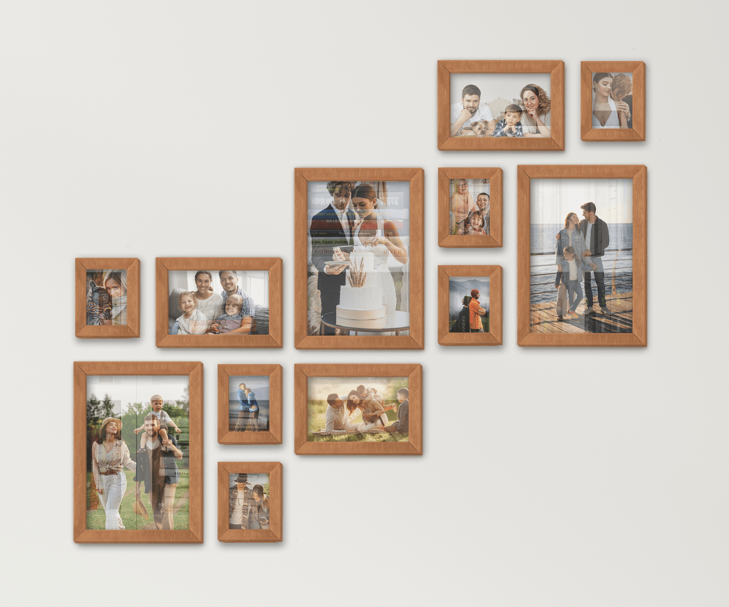 Wall mounted wood picture frame set New home decor gallery Custom photo frame collage Farmhouse large wall art Bespoke vintage decoration