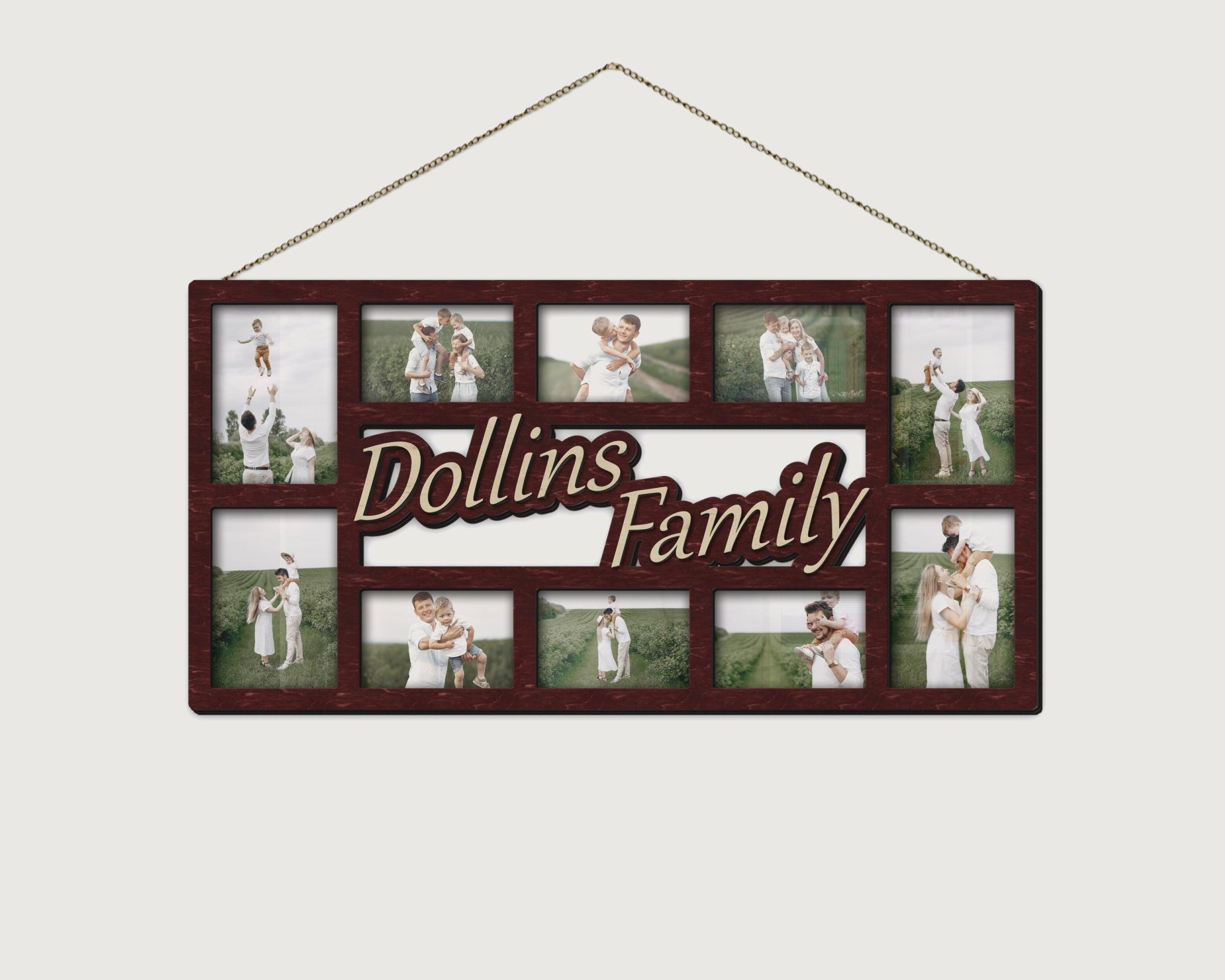 Family name sign, Wall decor, Wall collage kit, Photo frame, Family gifts, Custom frame, Photo collage kit, Custom picture frame, 5x7 frame