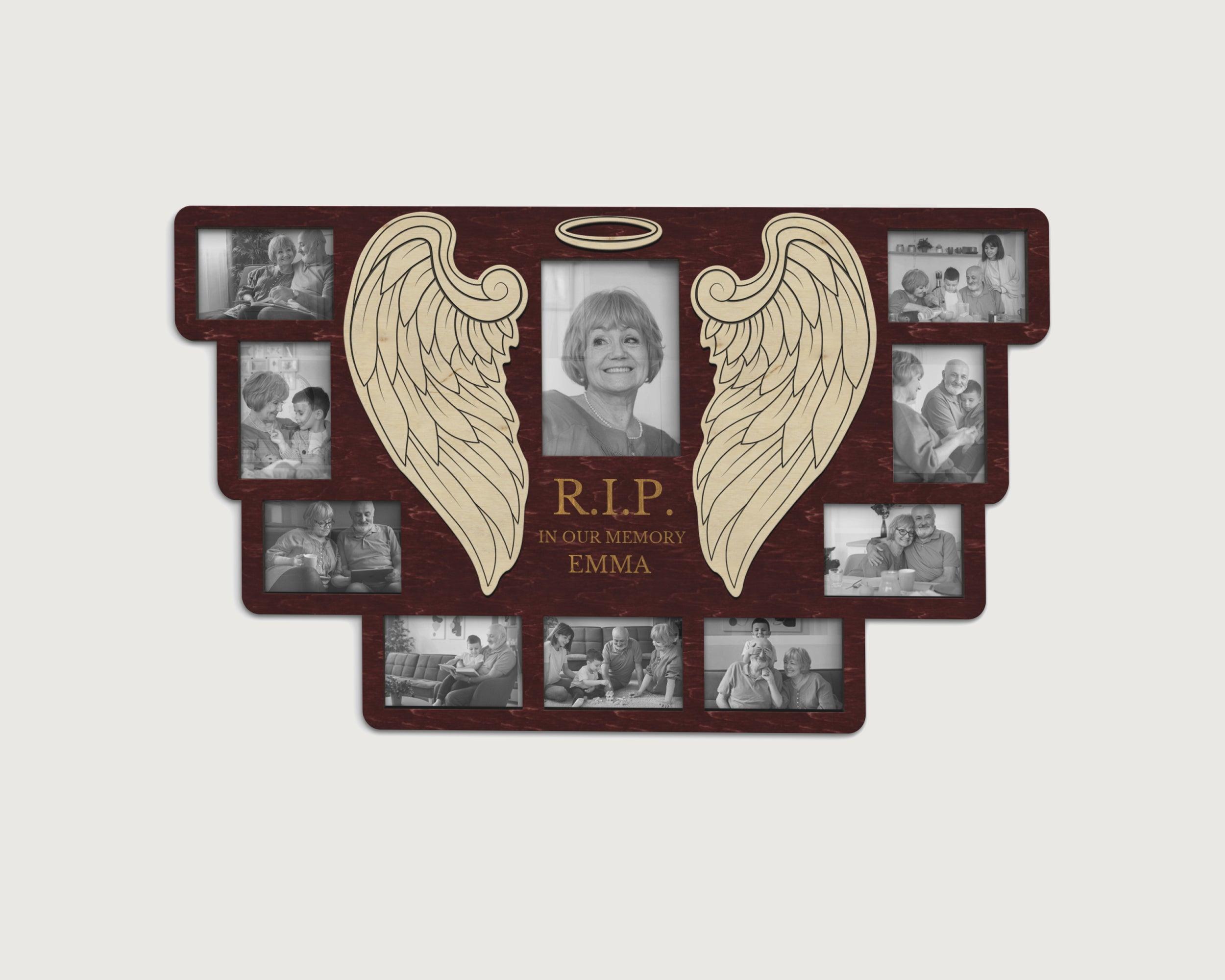 Personalized rest in peace memorial gift board Custom in loving memory frame Loss of mother Picture frame with engraved sign Bespoke collage