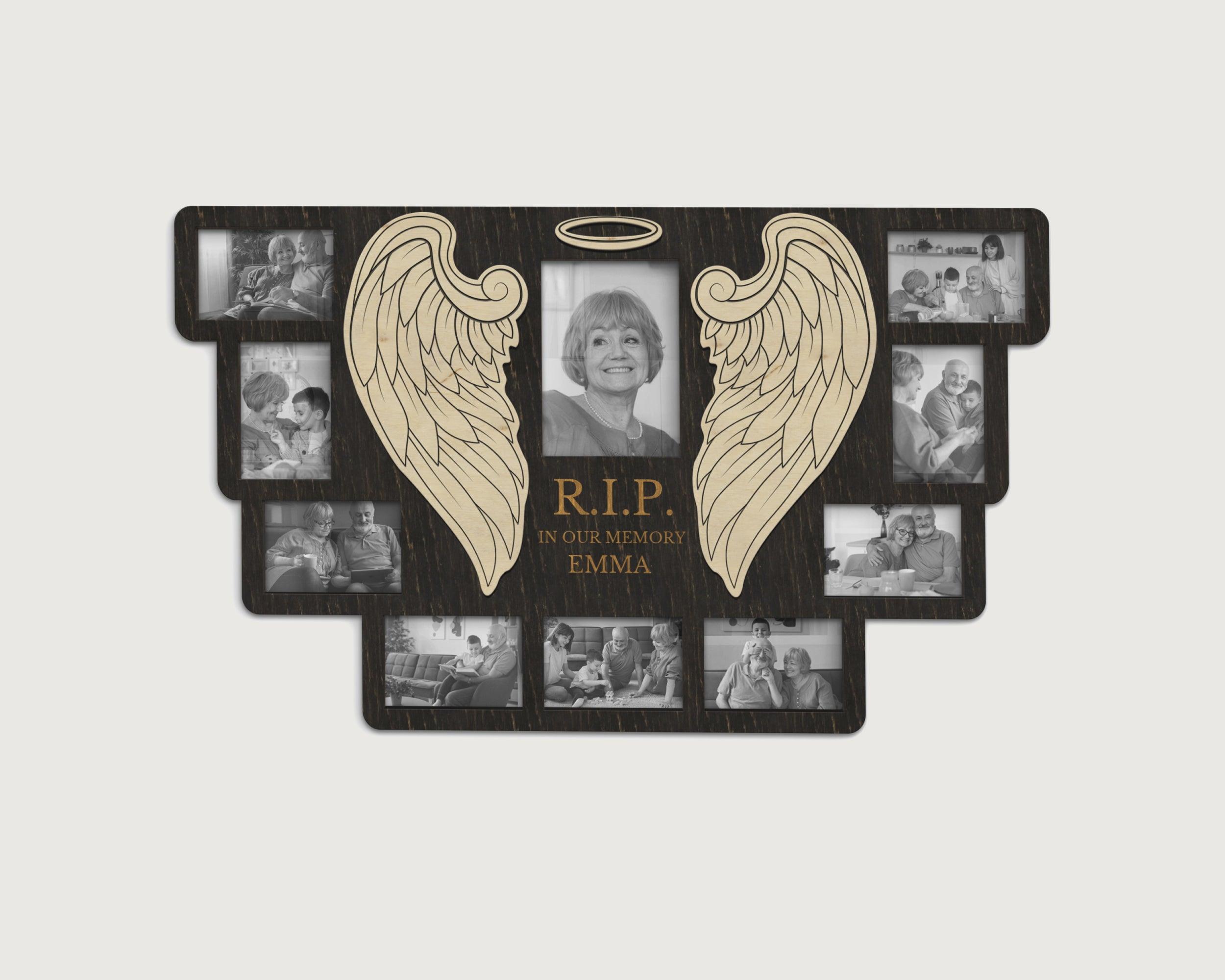 Personalized rest in peace memorial gift board Custom in loving memory frame Loss of mother Picture frame with engraved sign Bespoke collage