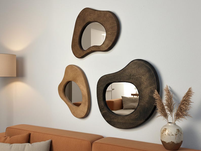 Fluid Mirror Set viewed as functional sculptural wall decor