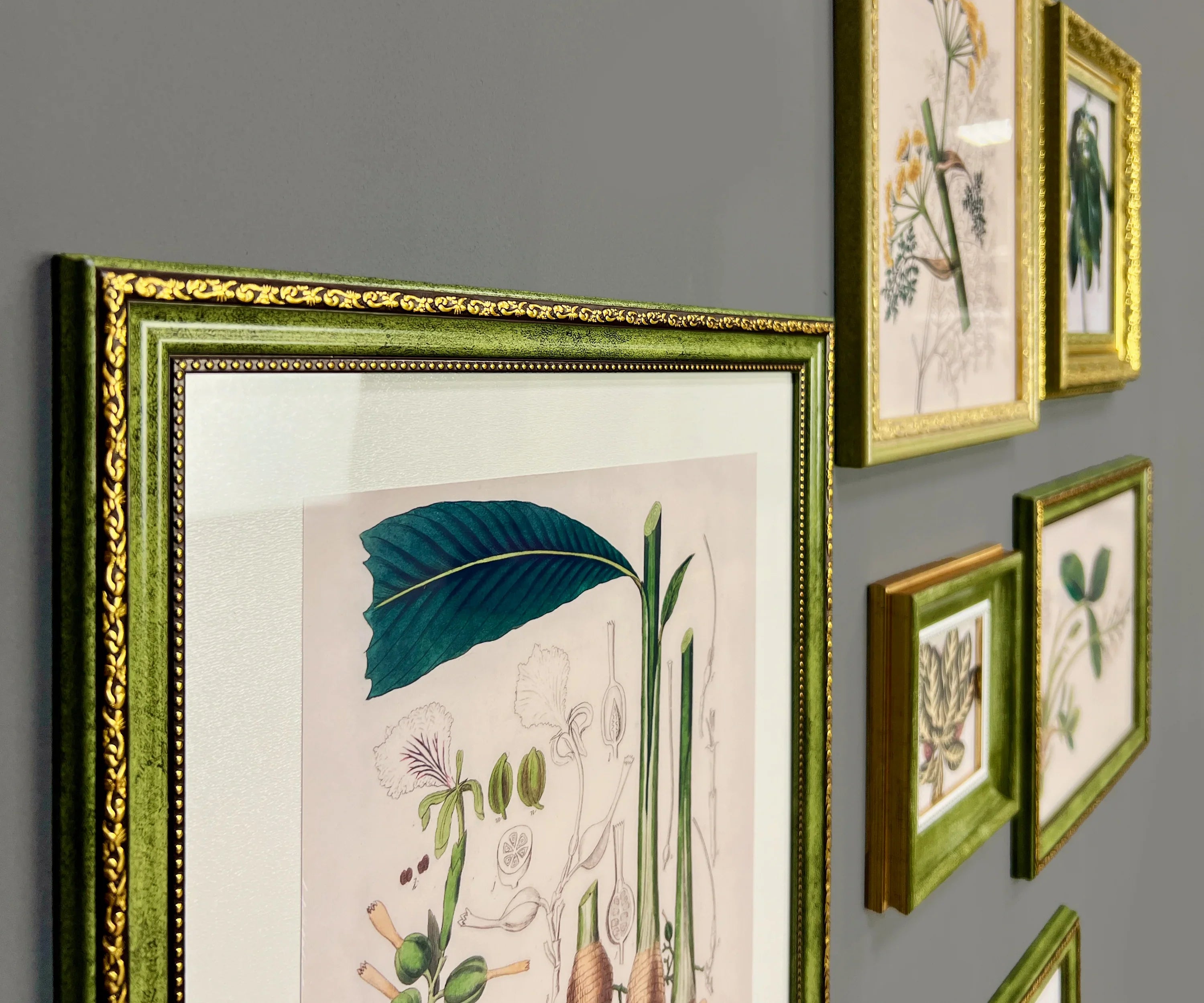 Green & Gold Vintage Gallery Wall Frames Set