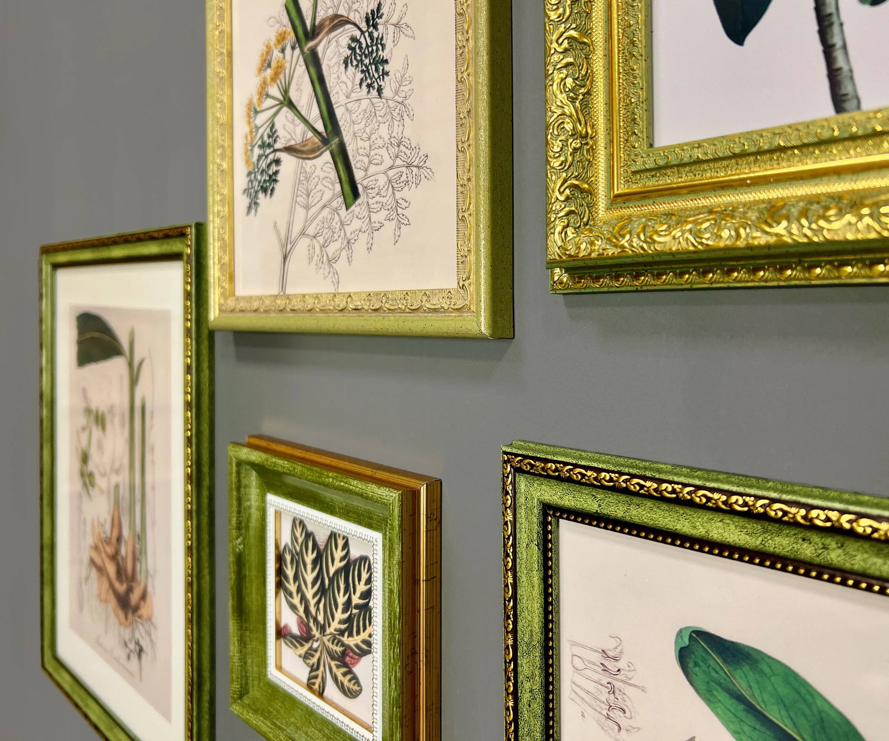 Green & Gold Vintage Gallery Wall Frames Set