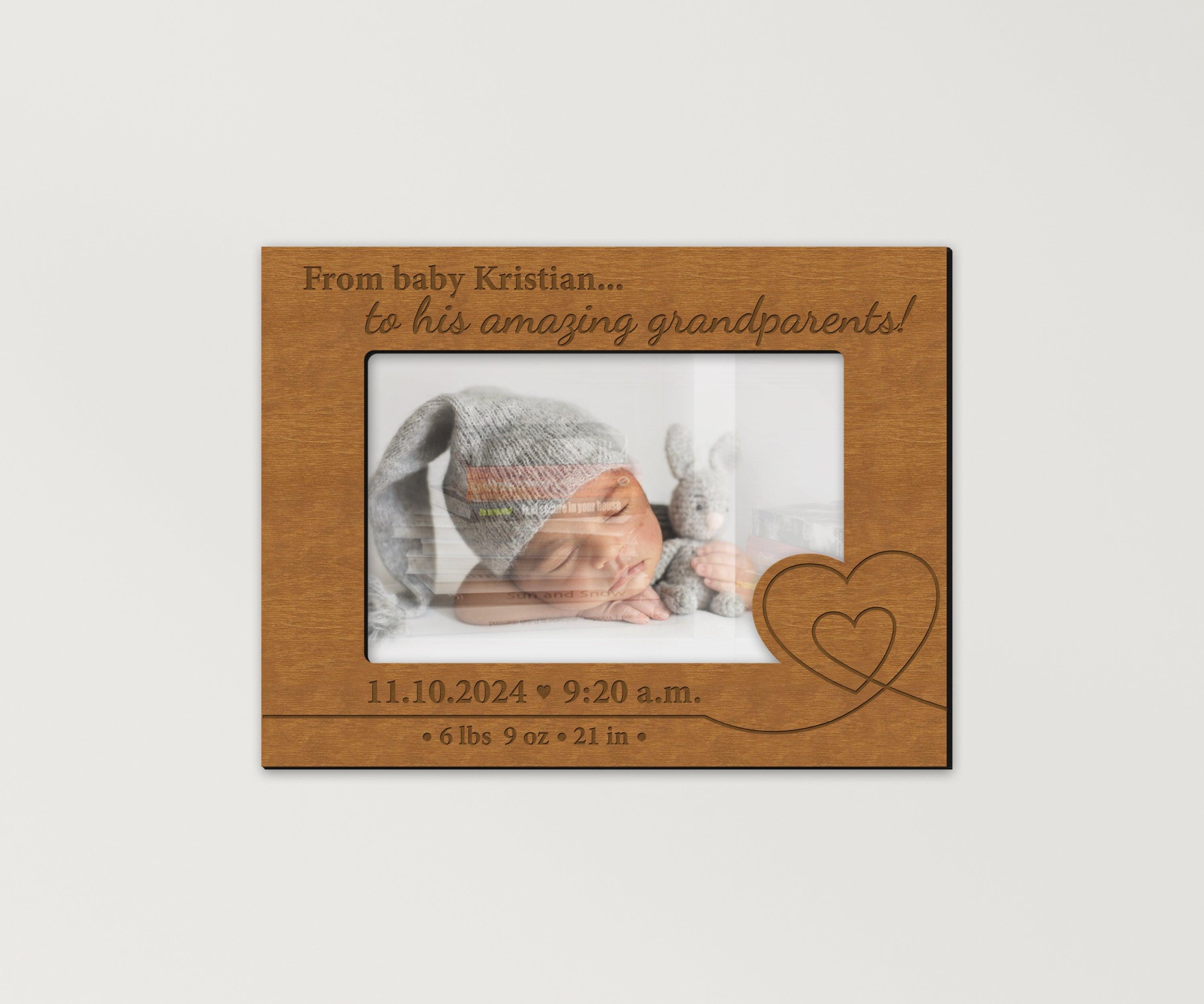 Personalized engraved birth stats Photo frame Gift for New grandparents Newborn frame Pregnancy & Baby reveals Custom grandma grandpa gifts