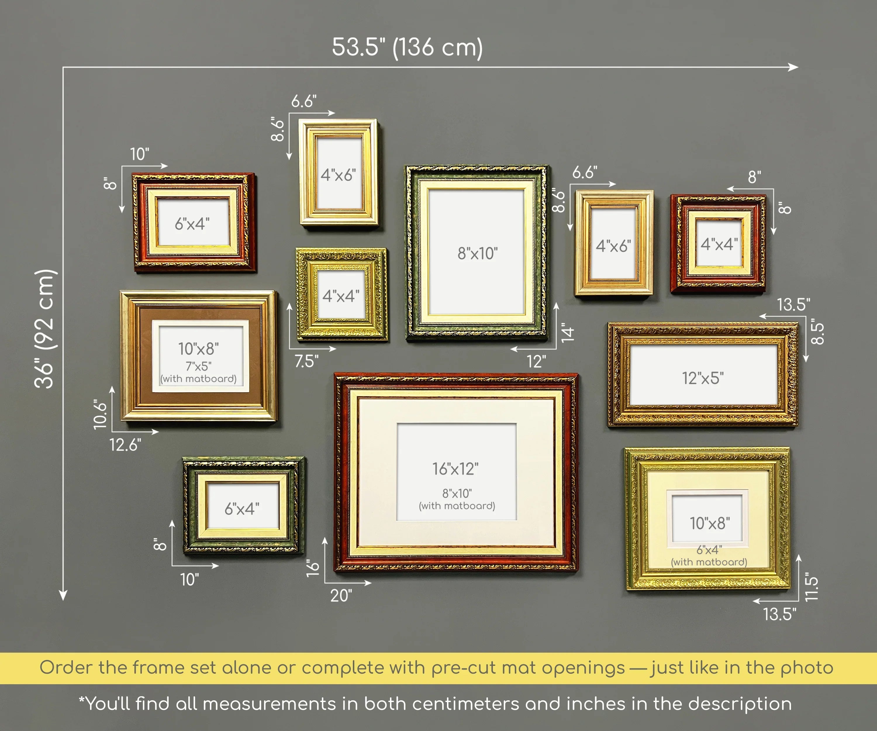 Green & Red Ornate Gallery Wall Frames Set