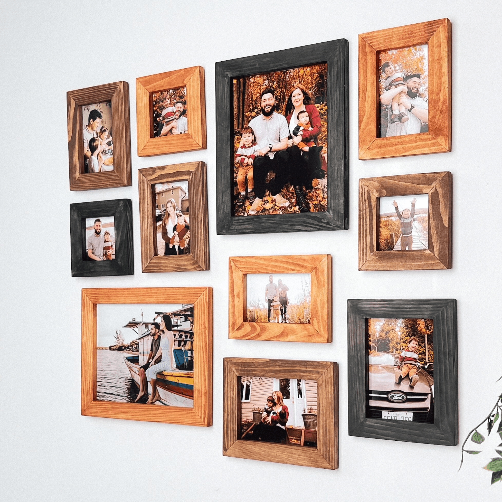 Wall mounted wooden picture frame set 11 Pieces home decor gallery Different size frames Custom color Photo frame collage Housewarming gift - The Frame Depot