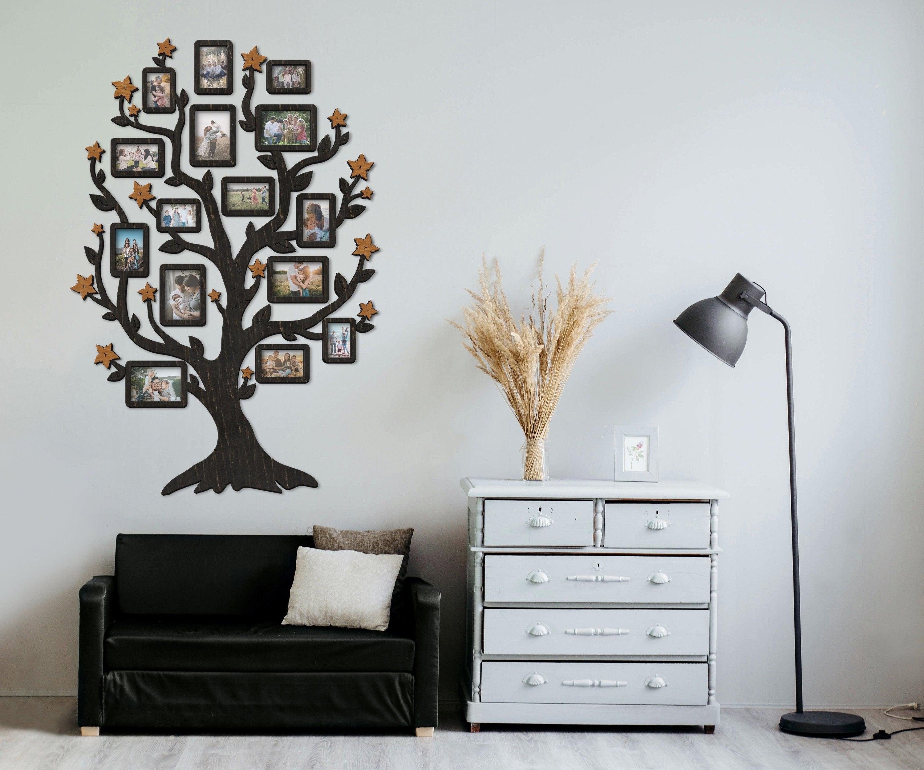 Custom Tree of Life wall art decor Wooden family tree picture collage Genealogy chart gift Custom color photo gallery display Multiple frame