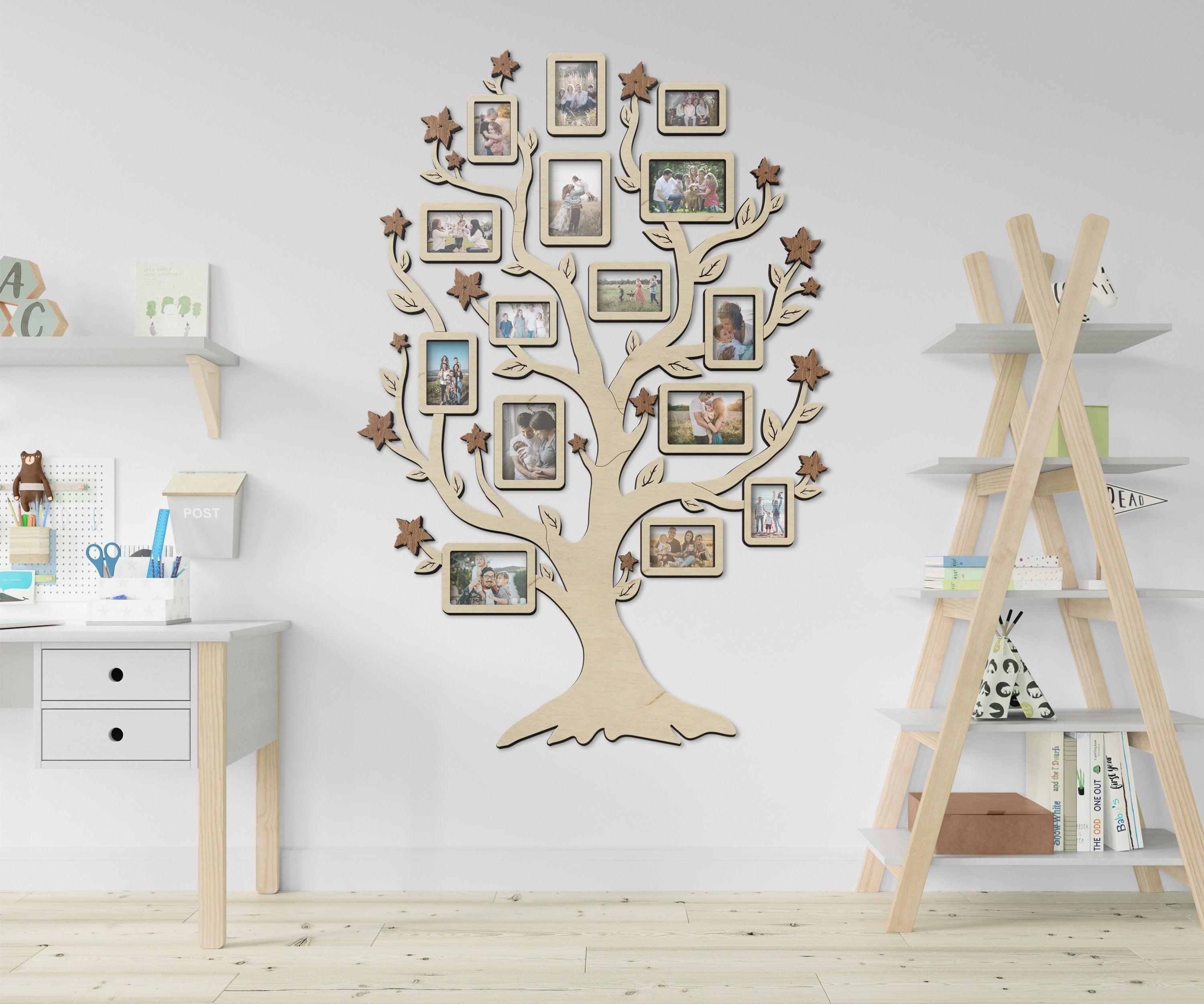 Custom Tree of Life wall art decor Wooden family tree picture collage Genealogy chart gift Custom color photo gallery display Multiple frame