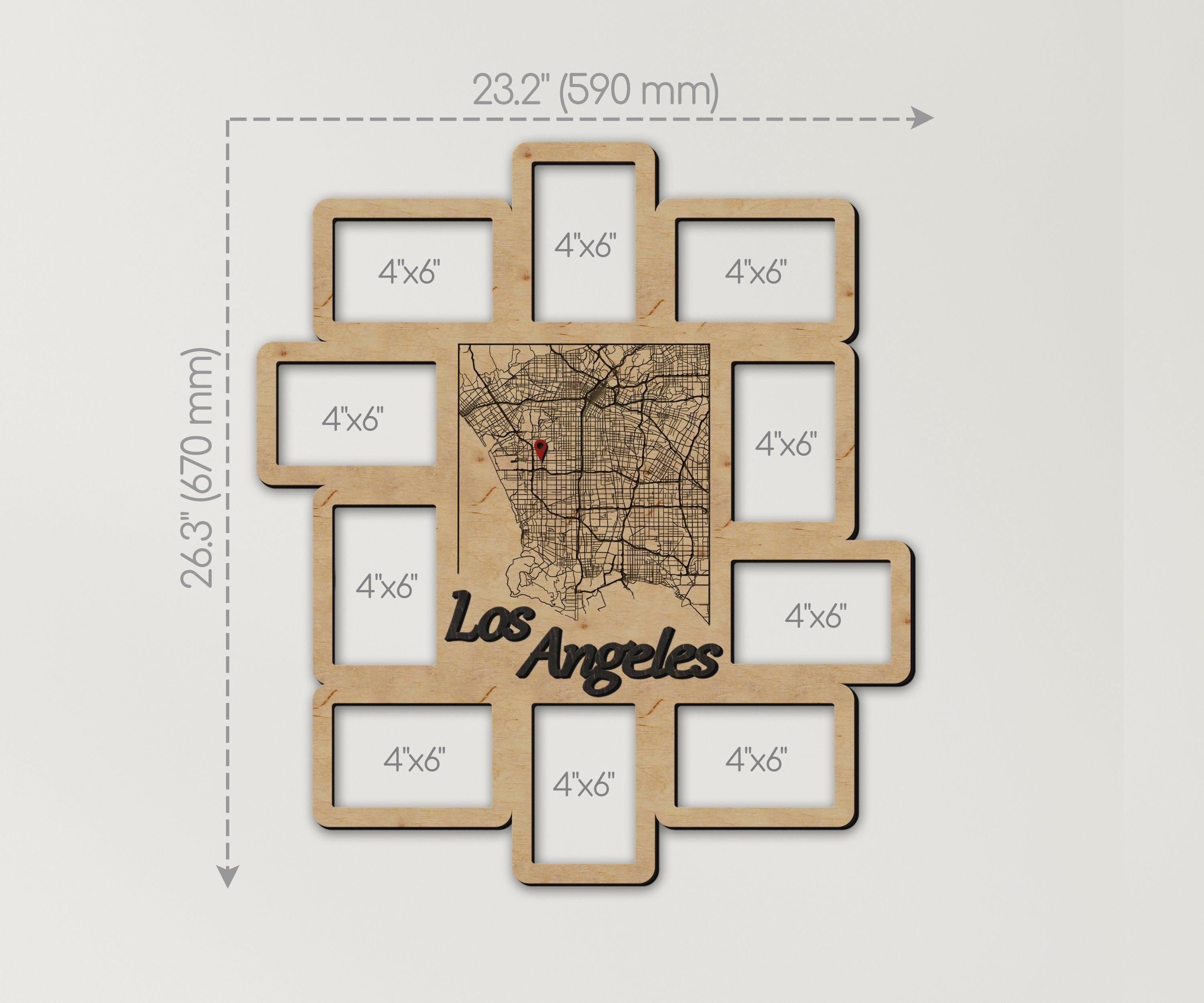 Personalized picture frame collage with Custom city map Unique bilderrahmen collage Custom office decor Wall hangings LA city map wall art