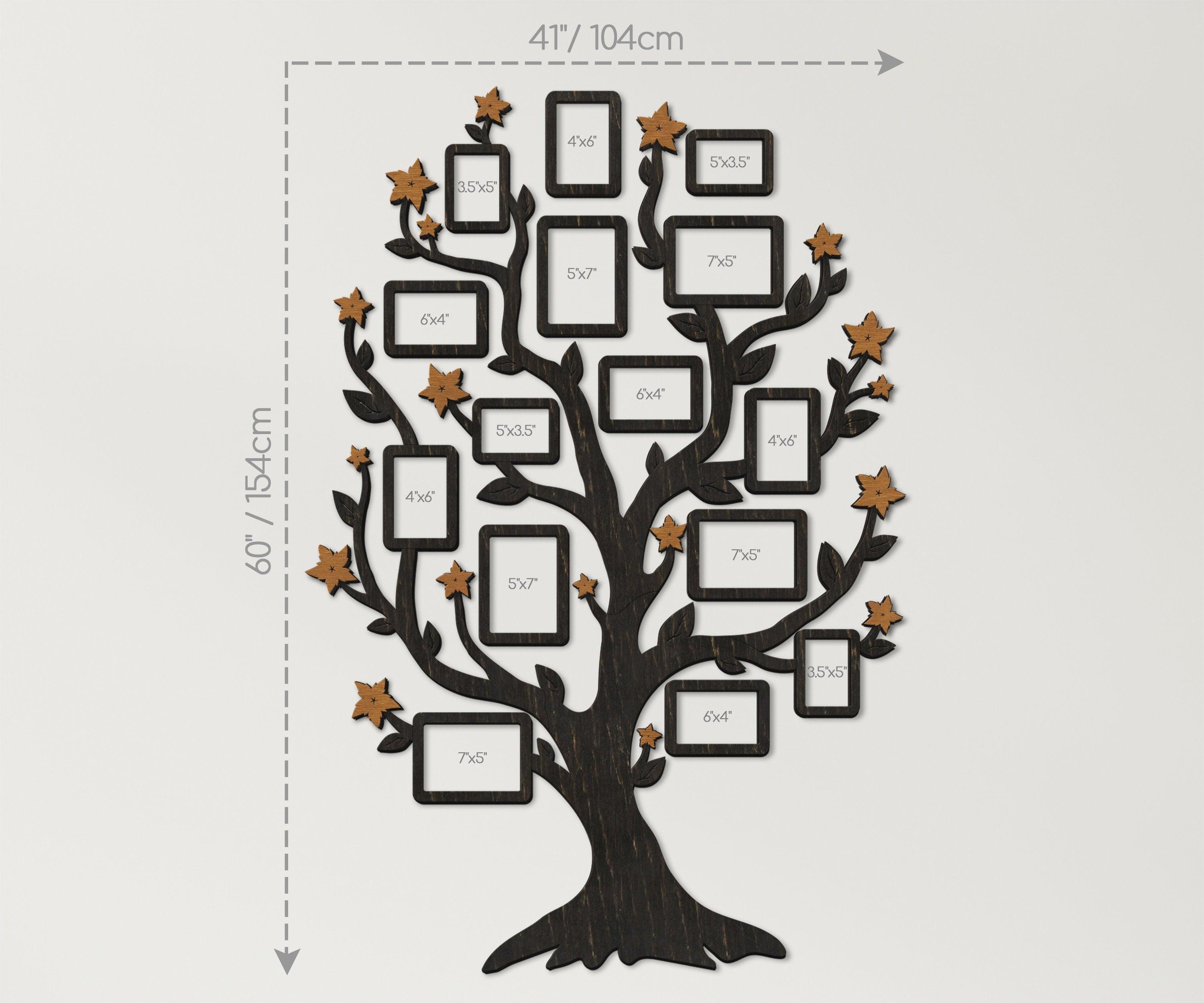 Custom Tree of Life wall art decor Wooden family tree picture collage Genealogy chart gift Custom color photo gallery display Multiple frame