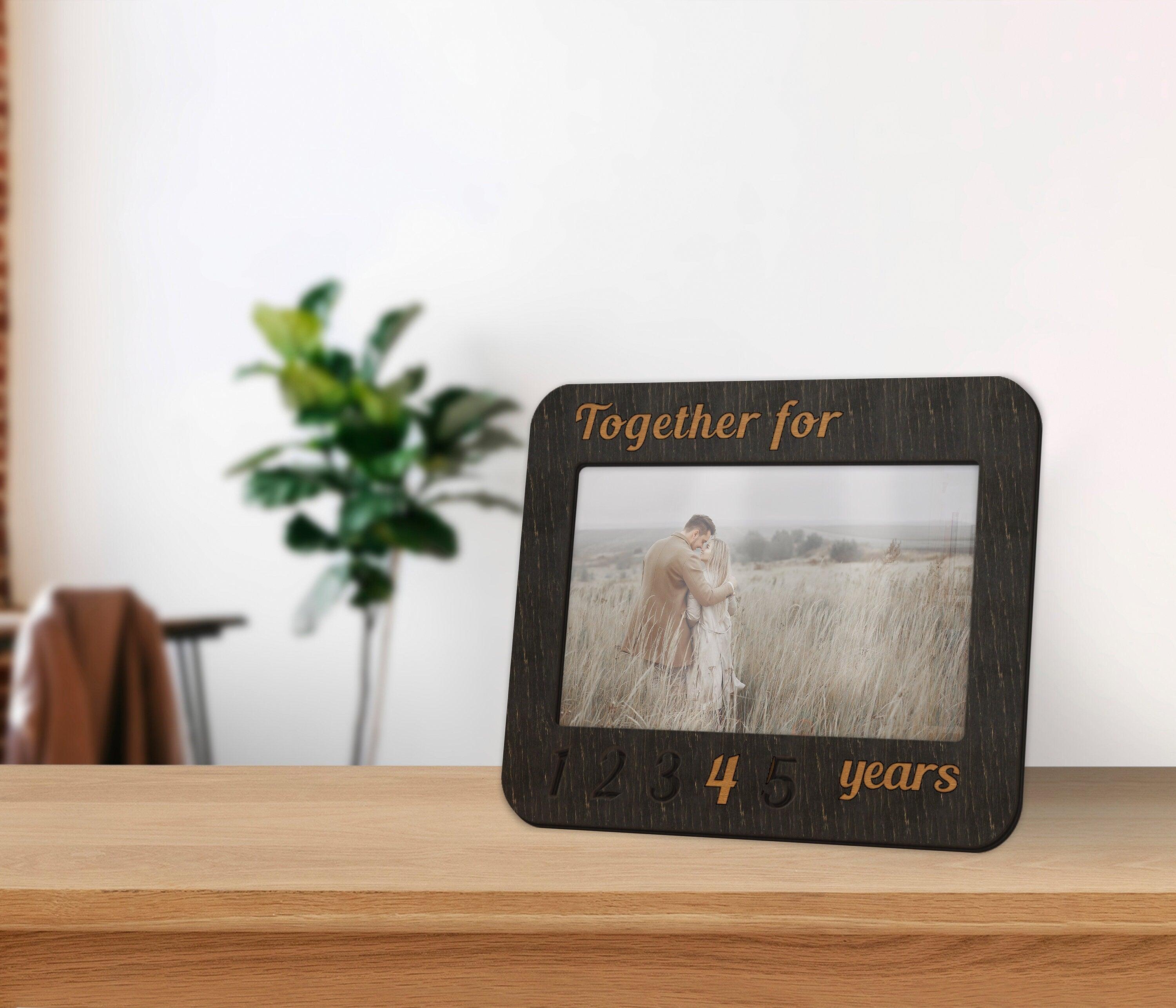 Rustic wooden picture frame Anniversary gift for wife Custom puzzle frame Interactive frame couple gift Together for years Gift for husband