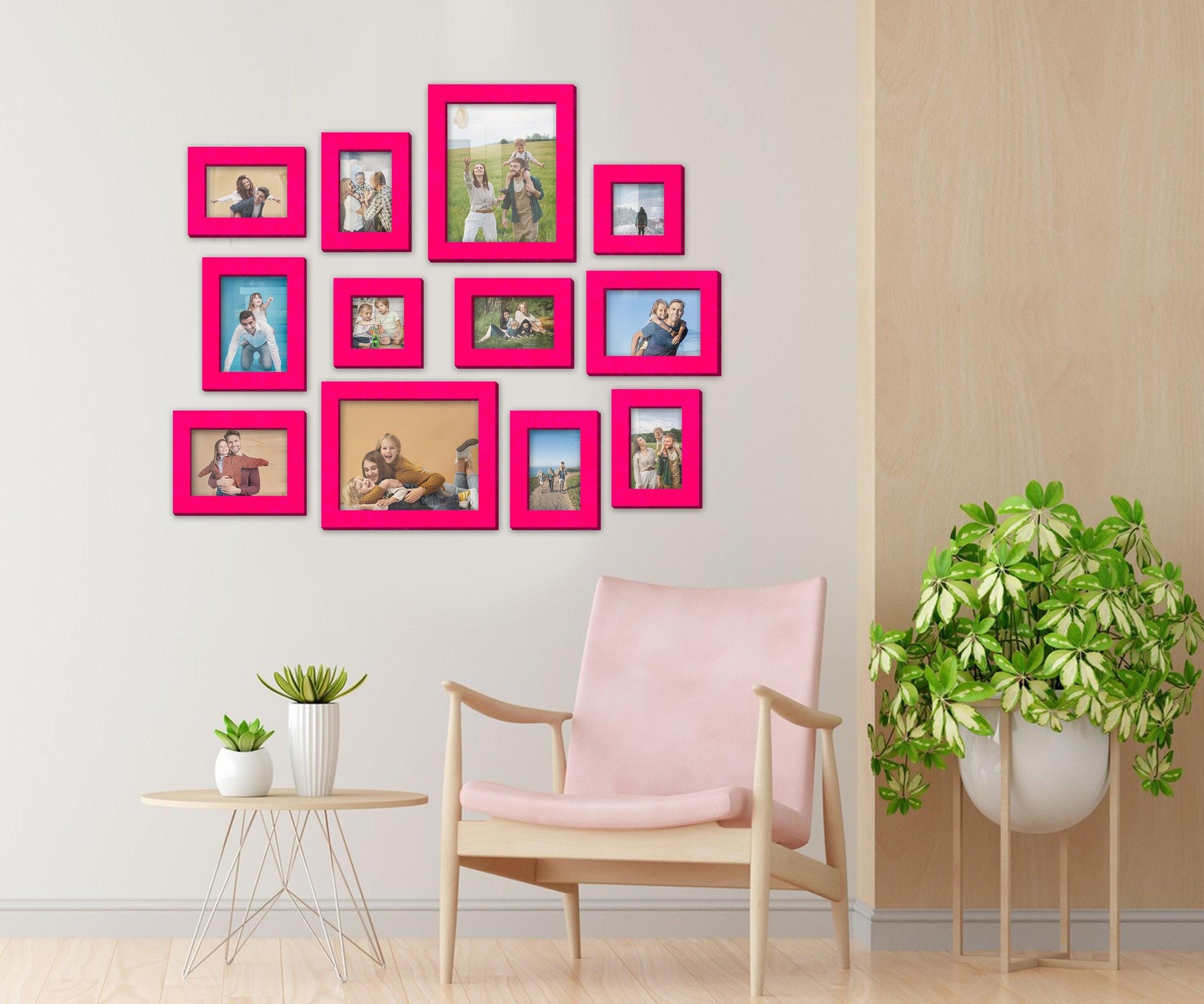 Unique pink velvet photo frames set Custom velvet fabric picture frame Home decor Modern art Housewarming gift for Anniversary Wall hanging