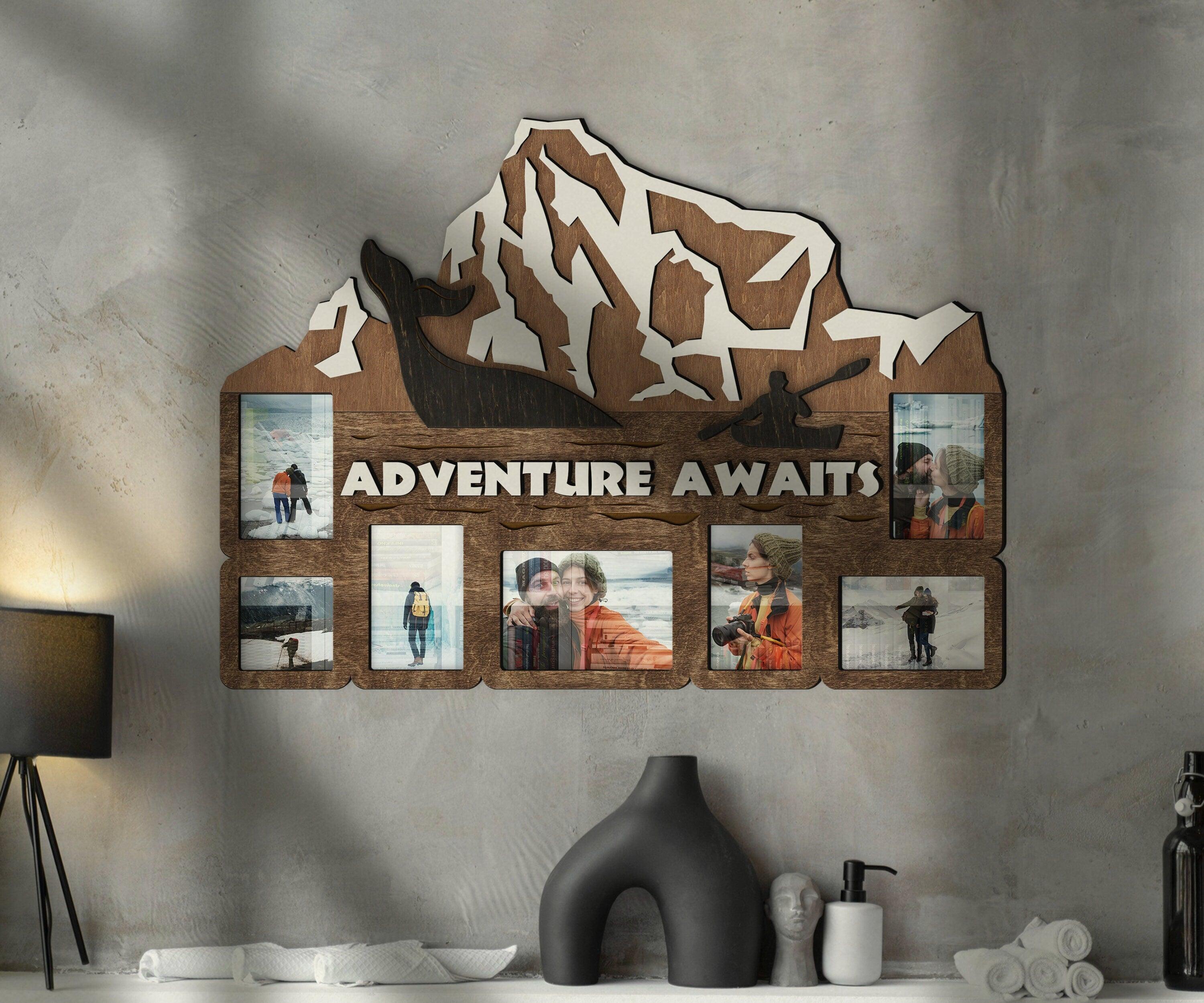 Custom Adventure Awaits Sign | Personalized Iceberg Picture frame collage - The Frame Depot