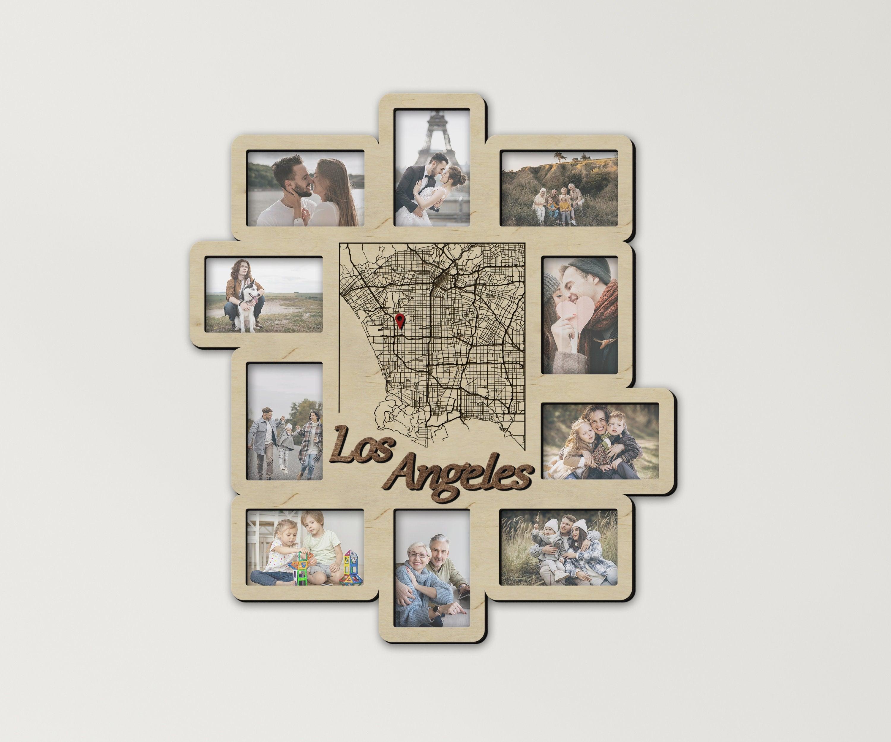 Personalized picture frame collage with Custom city map Unique bilderrahmen collage Custom office decor Wall hangings LA city map wall art