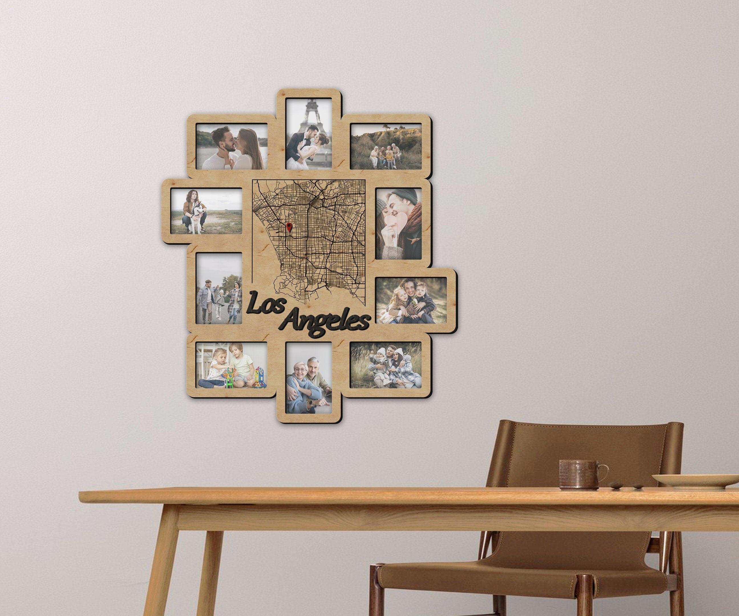 Personalized picture frame collage with Custom city map Unique bilderrahmen collage Custom office decor Wall hangings LA city map wall art