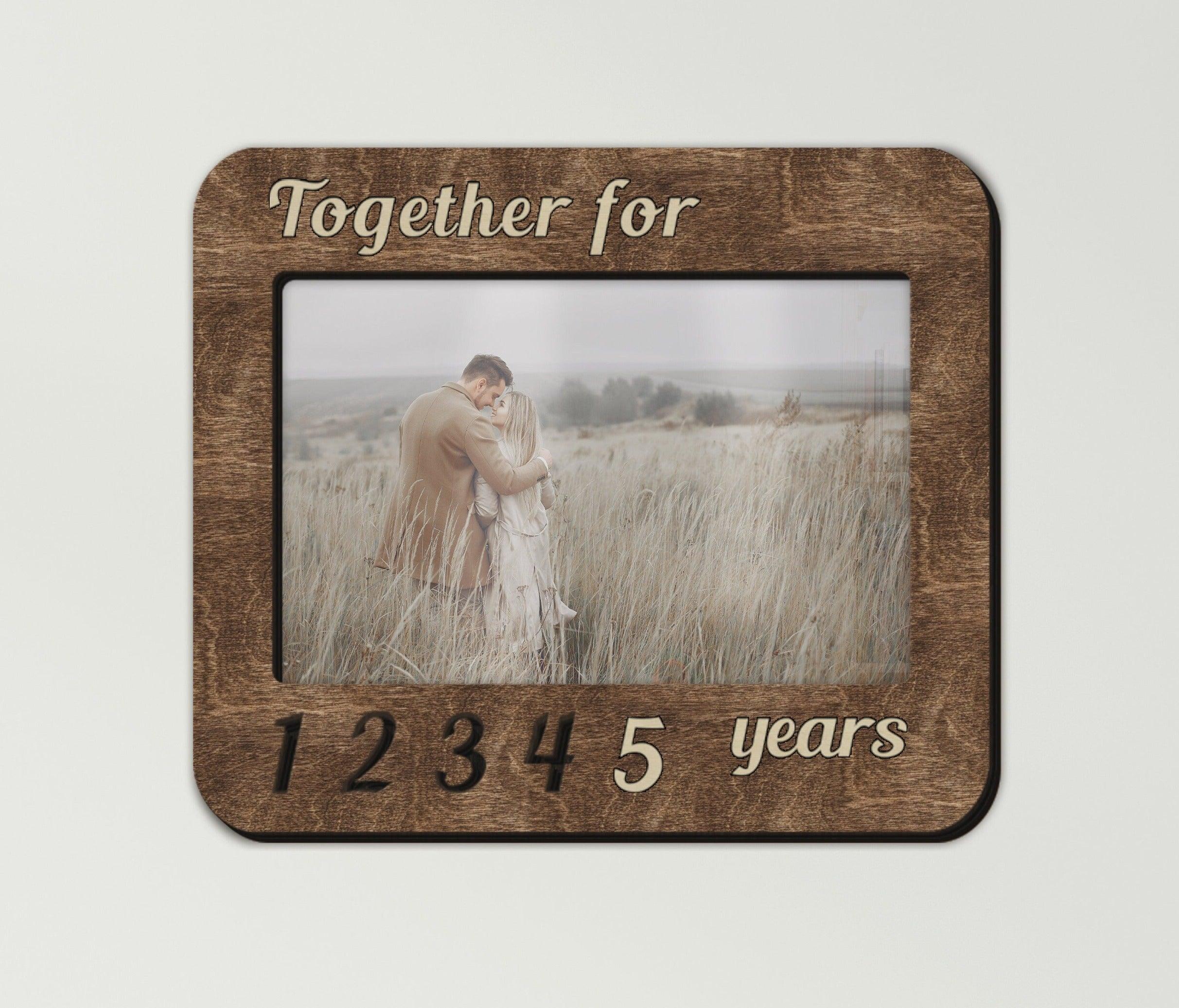 Rustic wooden picture frame Anniversary gift for wife Custom puzzle frame Interactive frame couple gift Together for years Gift for husband