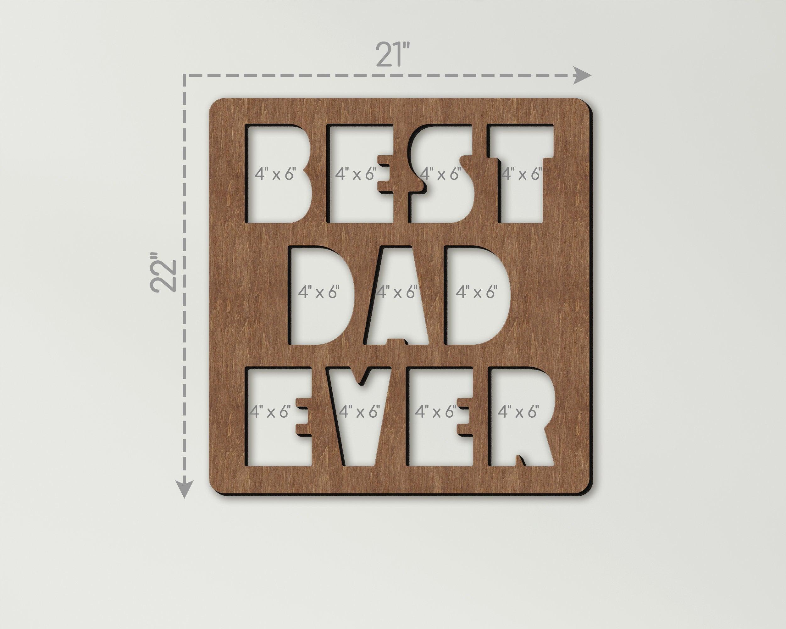 New dad Gift from daughter or son Custom Father's day gifts Best dad ever sign Multi photo frame collage Gift for dad Wooden frame Craft art