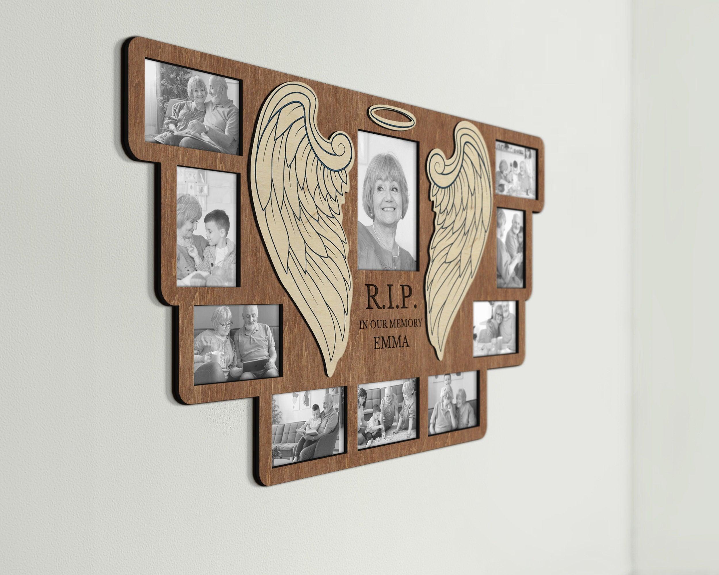 Personalized rest in peace memorial gift board Custom in loving memory frame Loss of mother Picture frame with engraved sign Bespoke collage