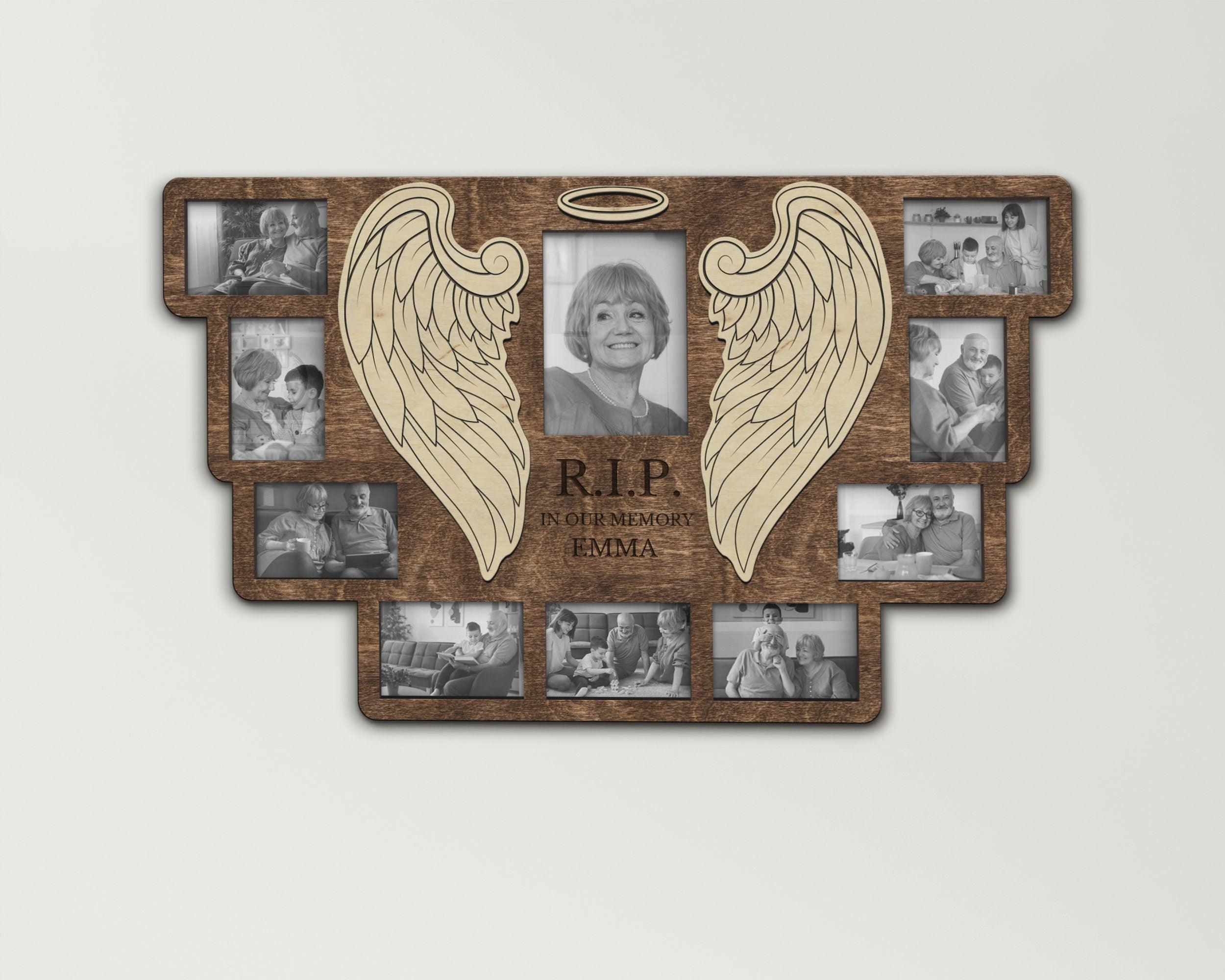 Personalized rest in peace memorial gift board Custom in loving memory frame Loss of mother Picture frame with engraved sign Bespoke collage